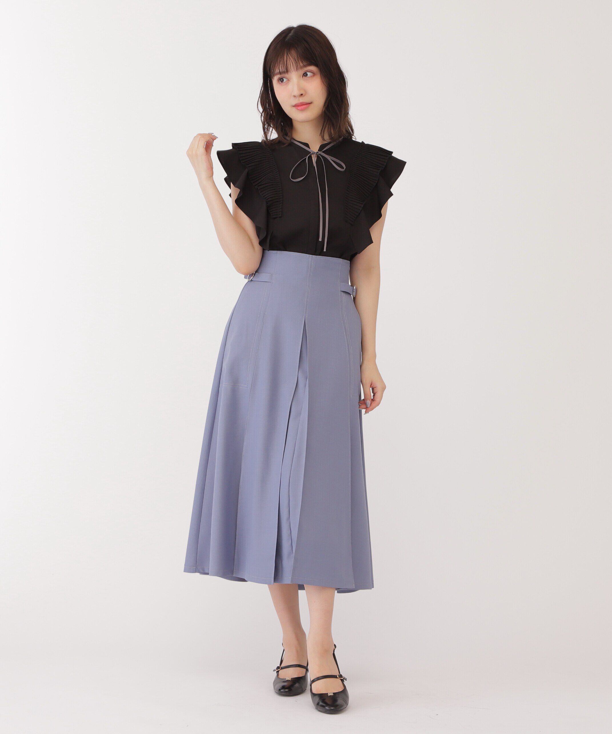  「プリーツラッフルフリルブラウス」|シャツ・ブラウス|