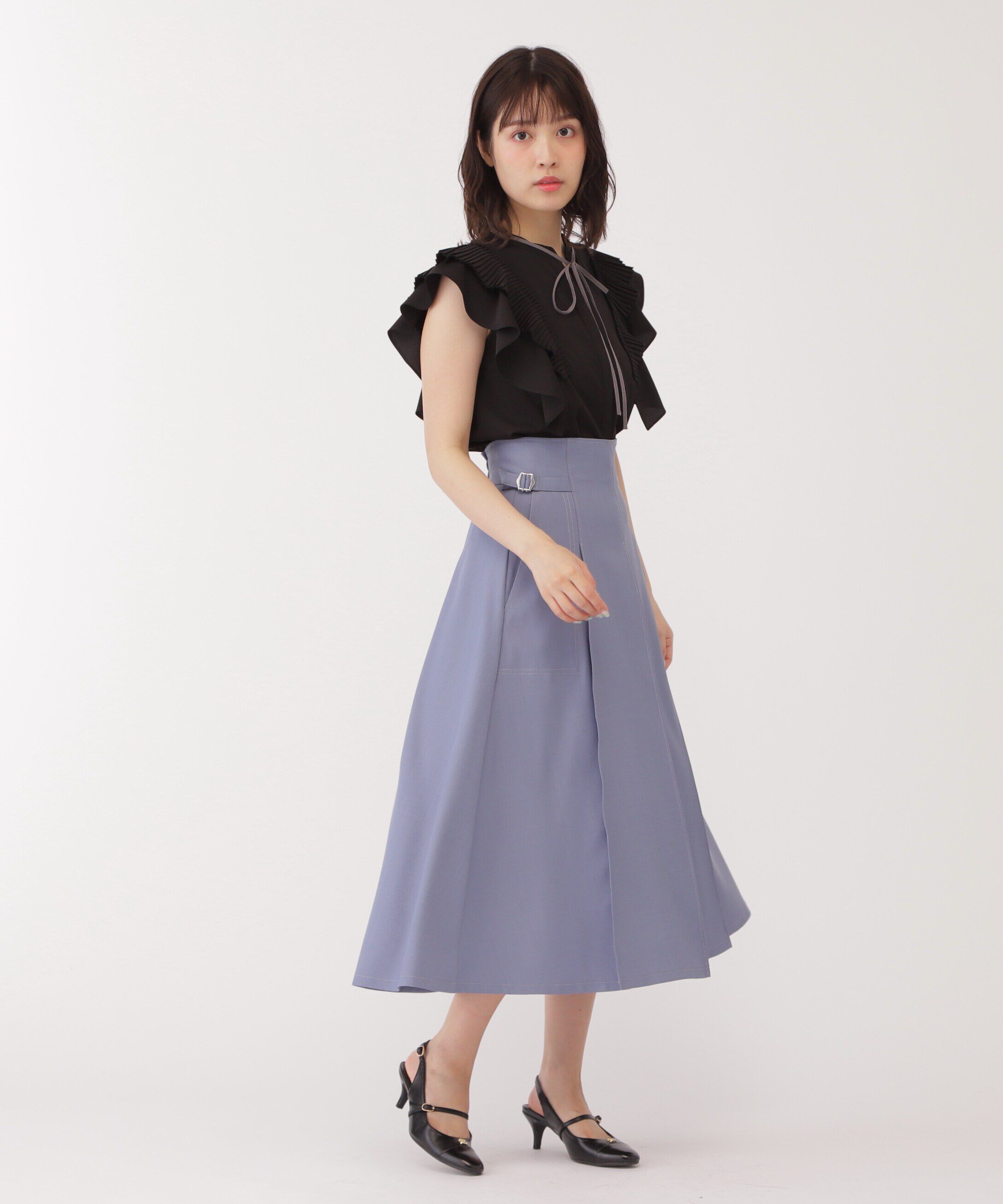  「プリーツラッフルフリルブラウス」|シャツ・ブラウス|