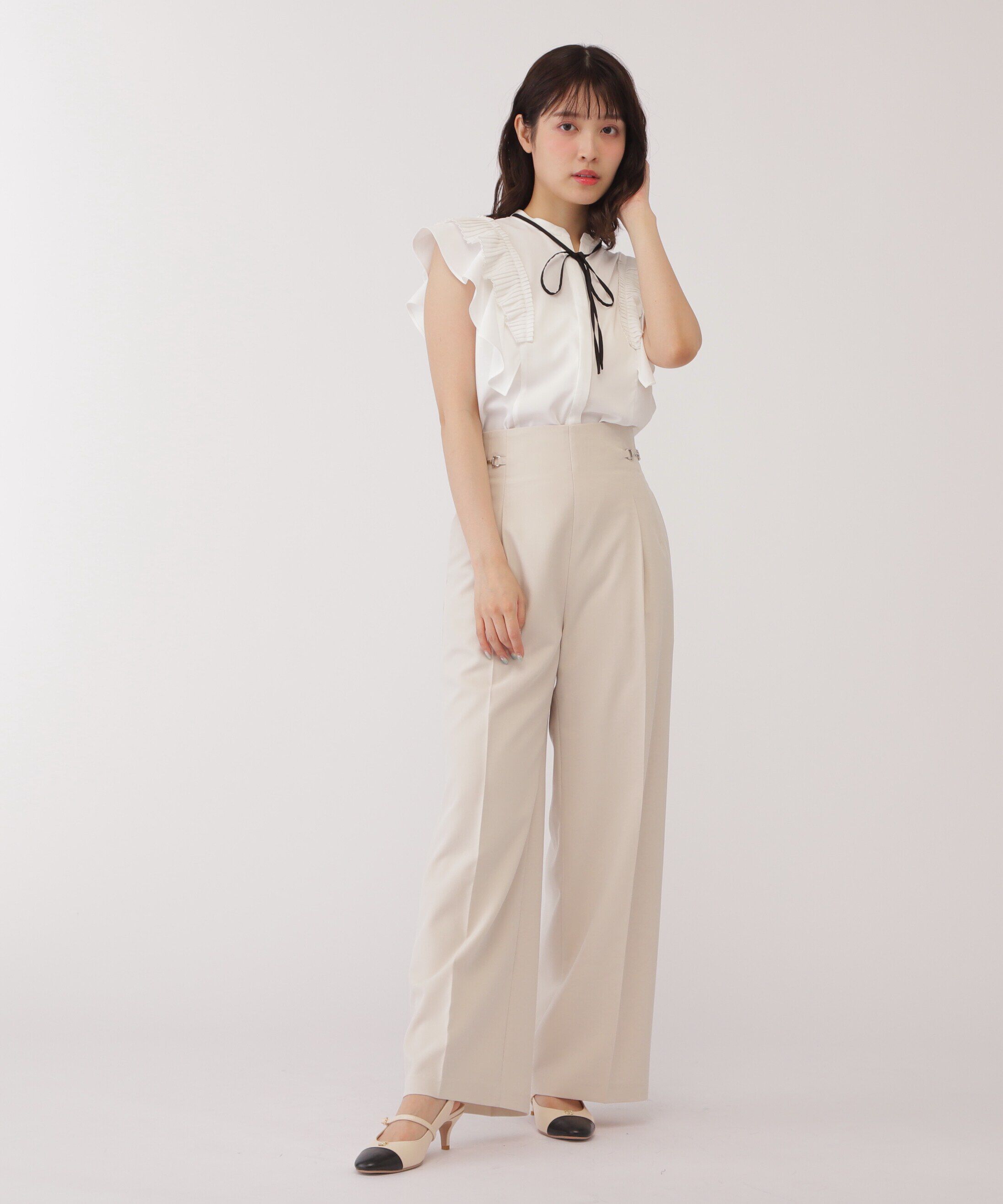  「プリーツラッフルフリルブラウス」|シャツ・ブラウス|