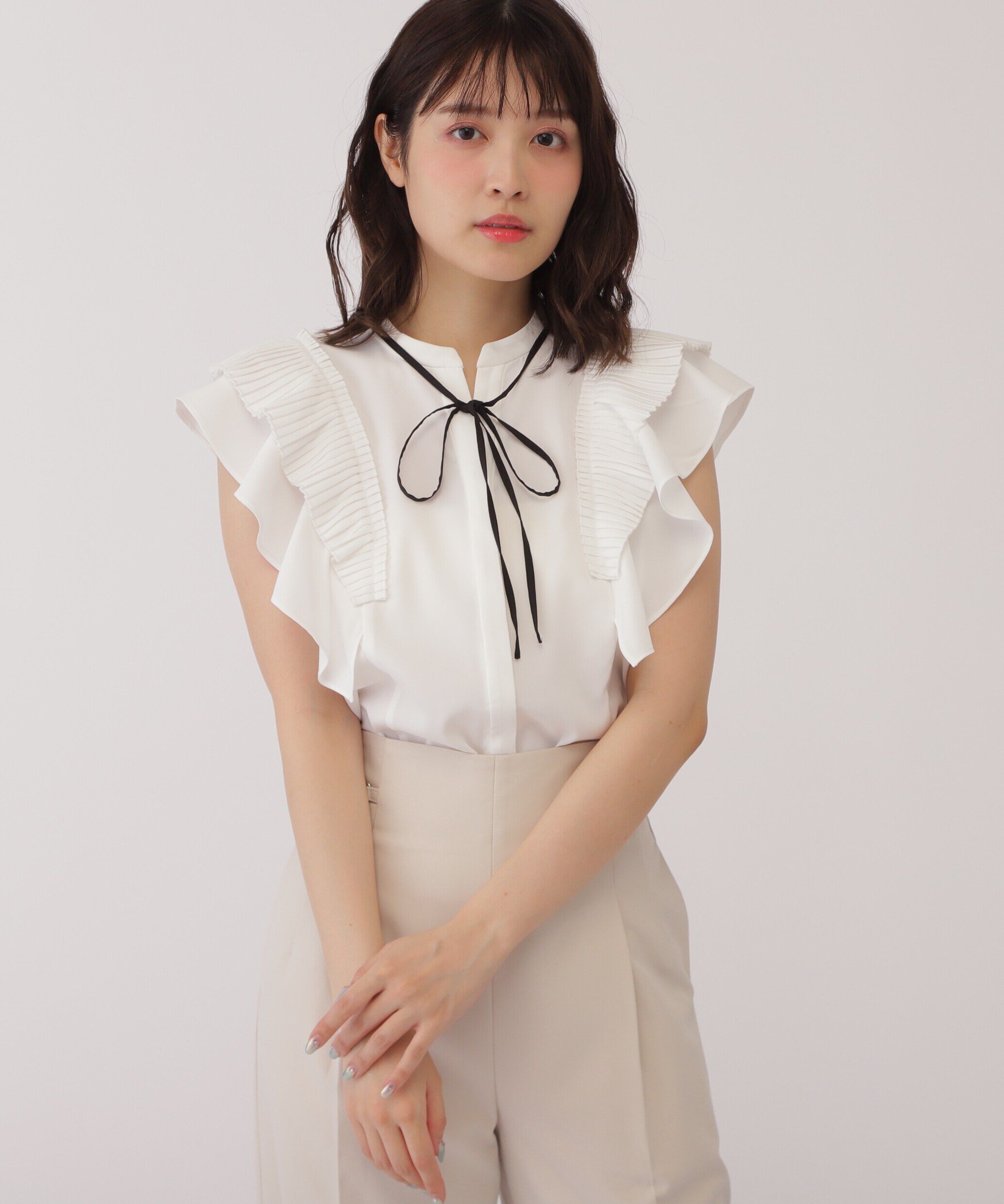  「プリーツラッフルフリルブラウス」|シャツ・ブラウス|