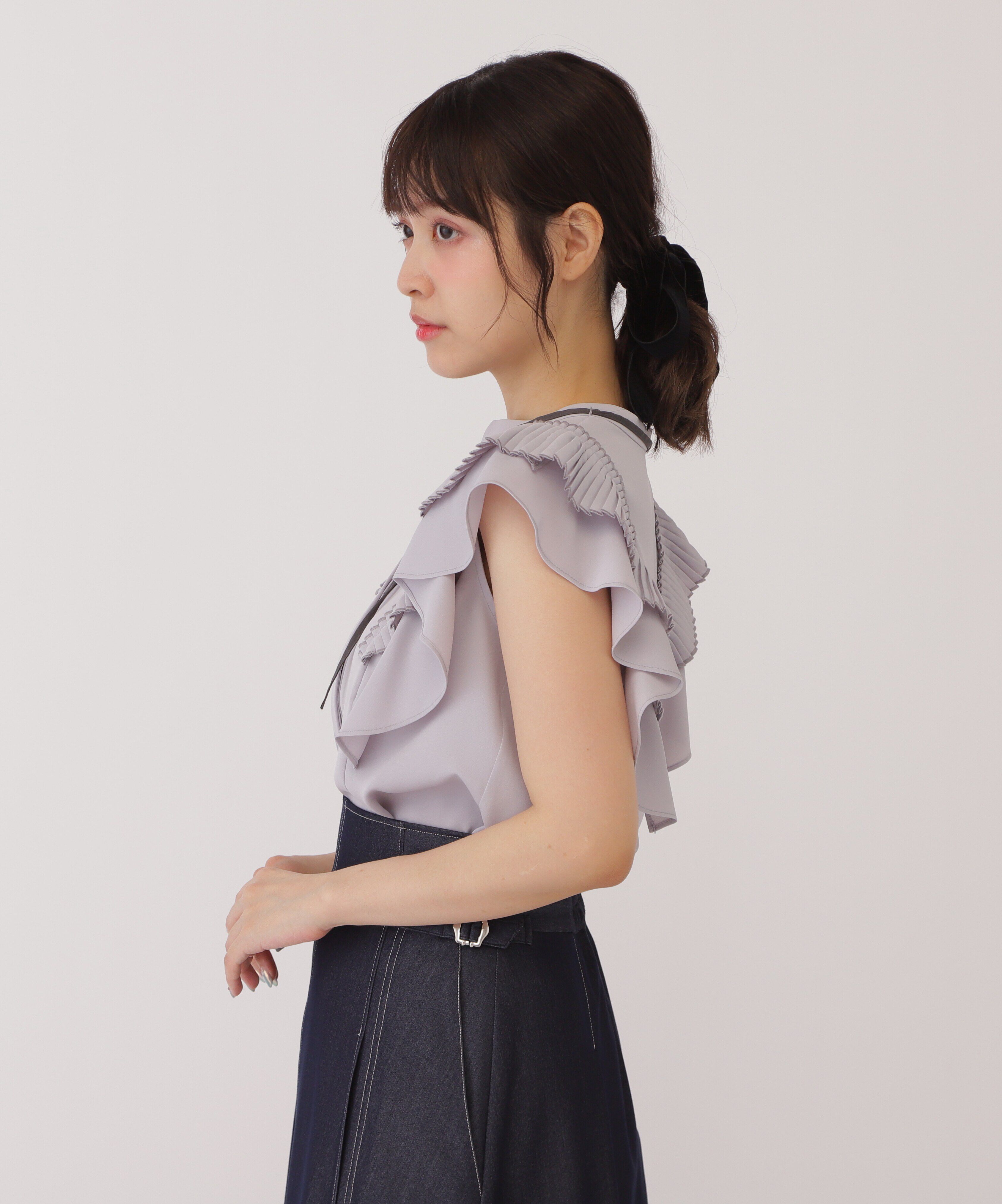  「プリーツラッフルフリルブラウス」|シャツ・ブラウス|