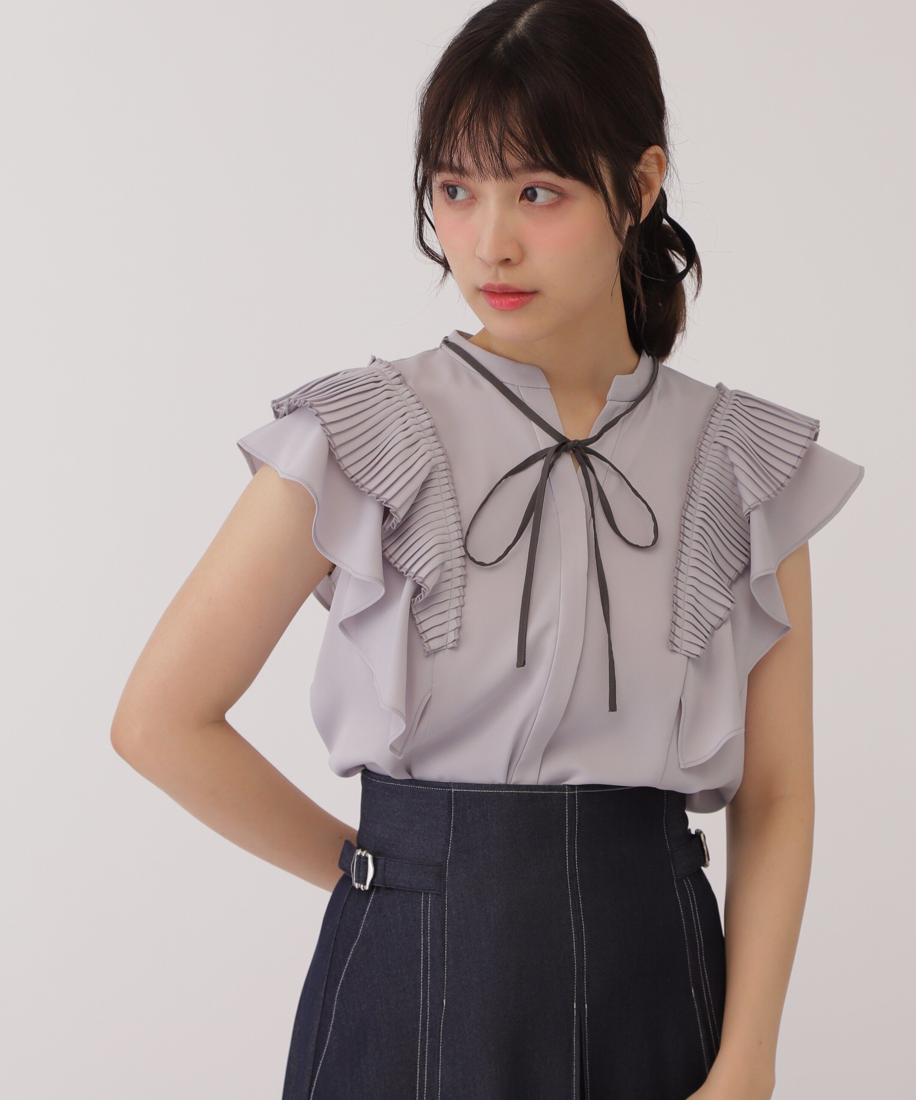  「プリーツラッフルフリルブラウス」|シャツ・ブラウス|
