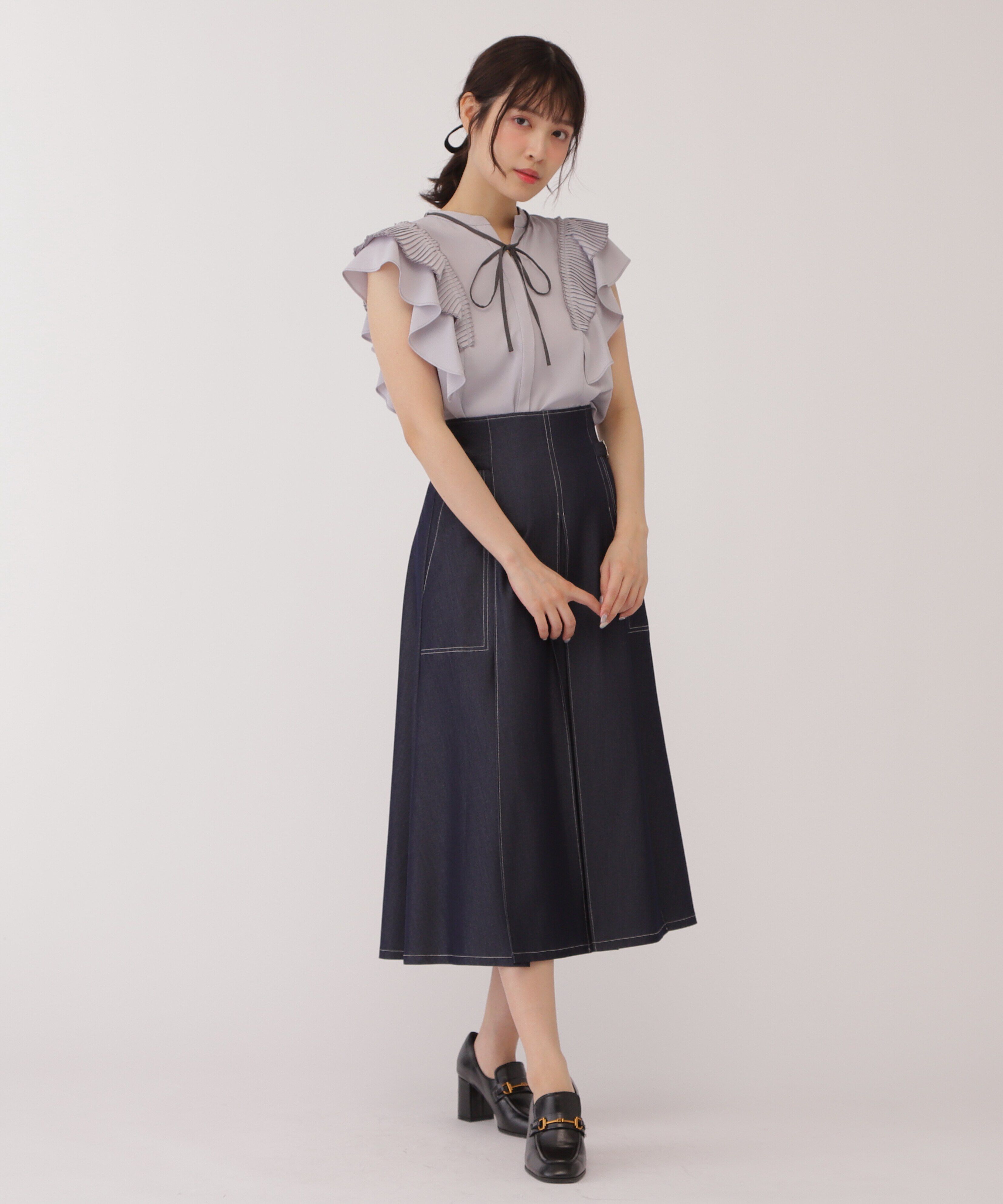  「プリーツラッフルフリルブラウス」|シャツ・ブラウス|