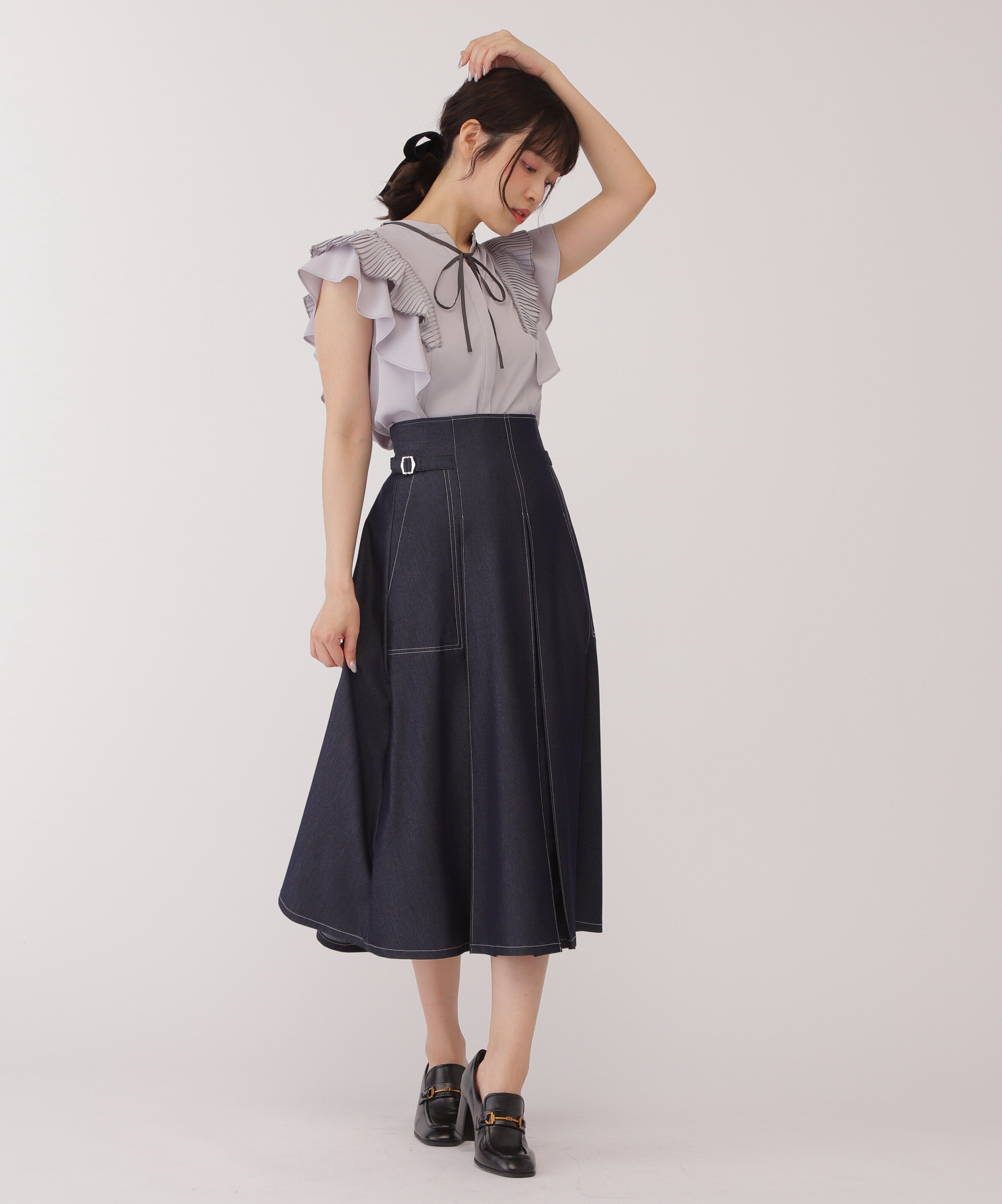  「プリーツラッフルフリルブラウス」|シャツ・ブラウス|