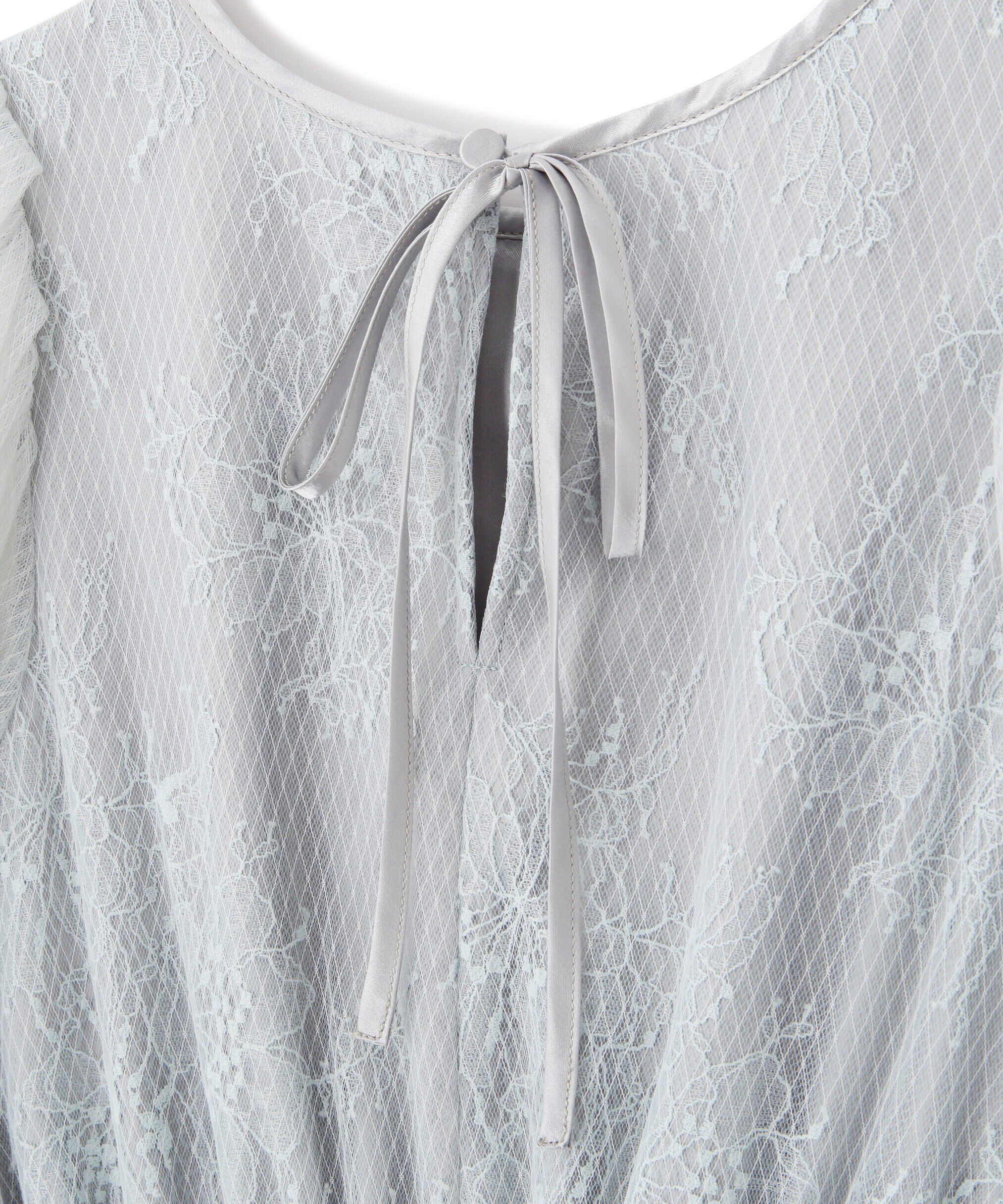  「チュール&times;レースレイヤードドレス」|ワンピース|