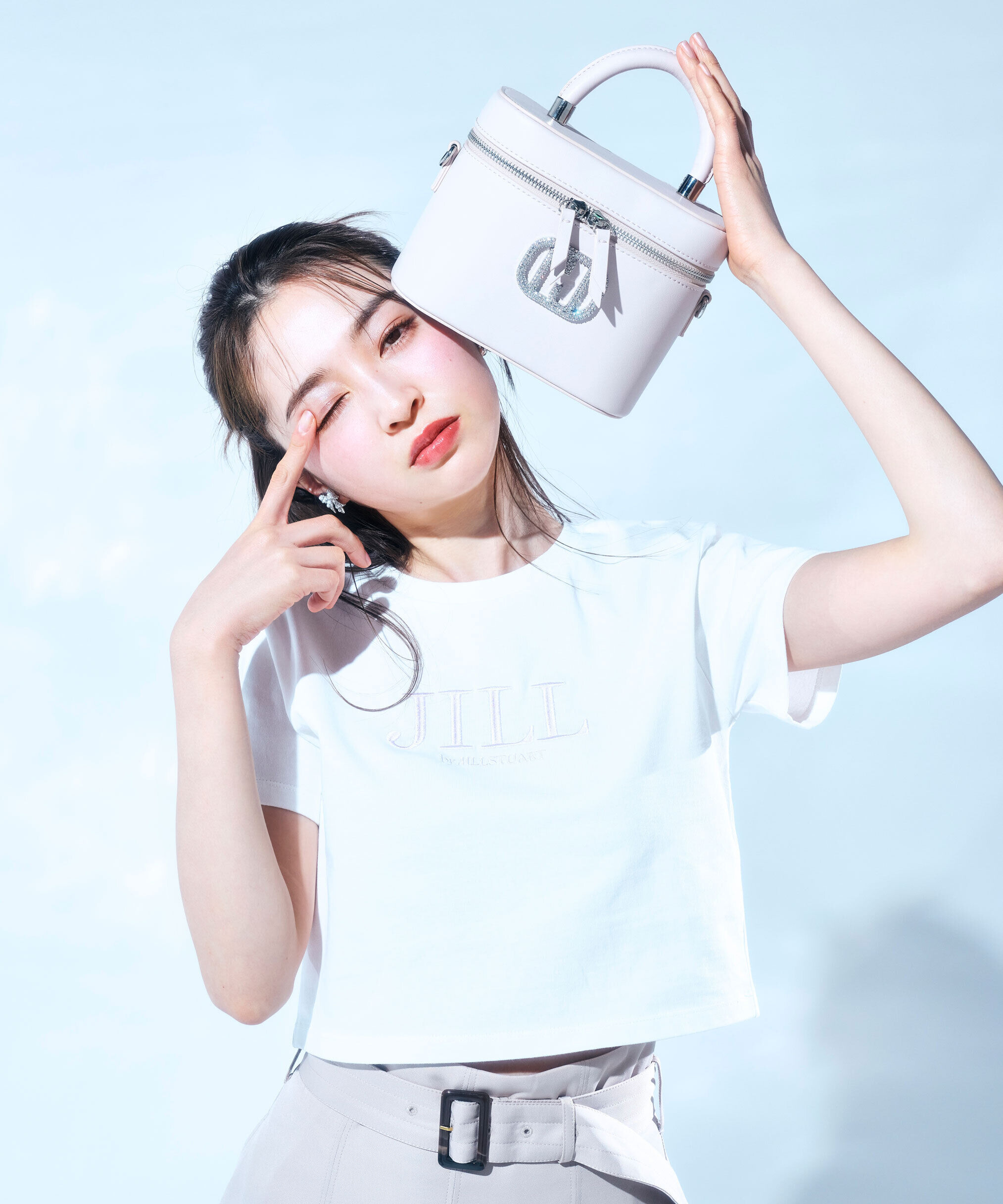  「ショート丈刺繍ロゴTシャツオーガニックコットン」|Tシャツ・カットソー|シロピンク