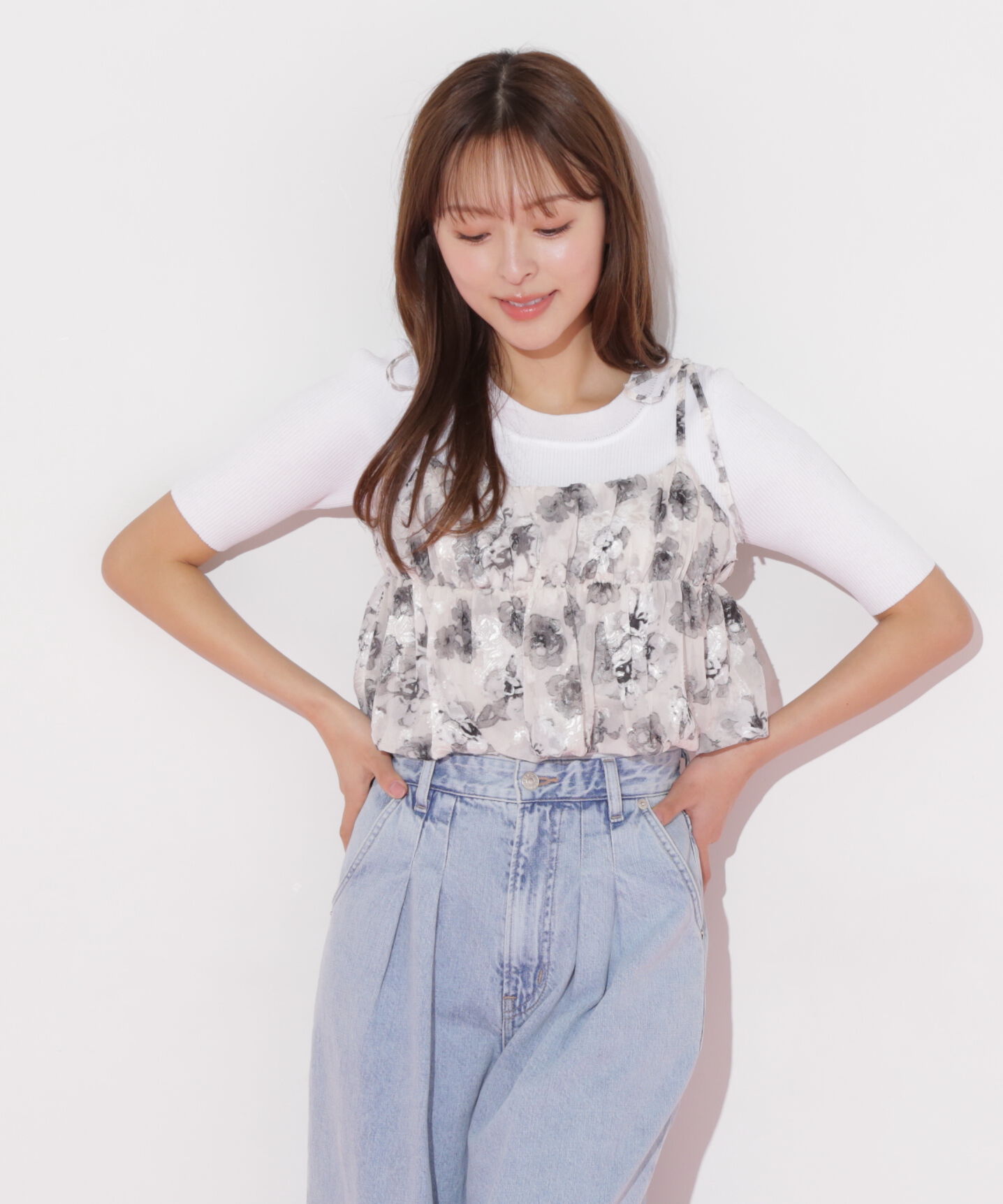  「バルーンフリルキャミ付きニットセット」|ニット・セーター|