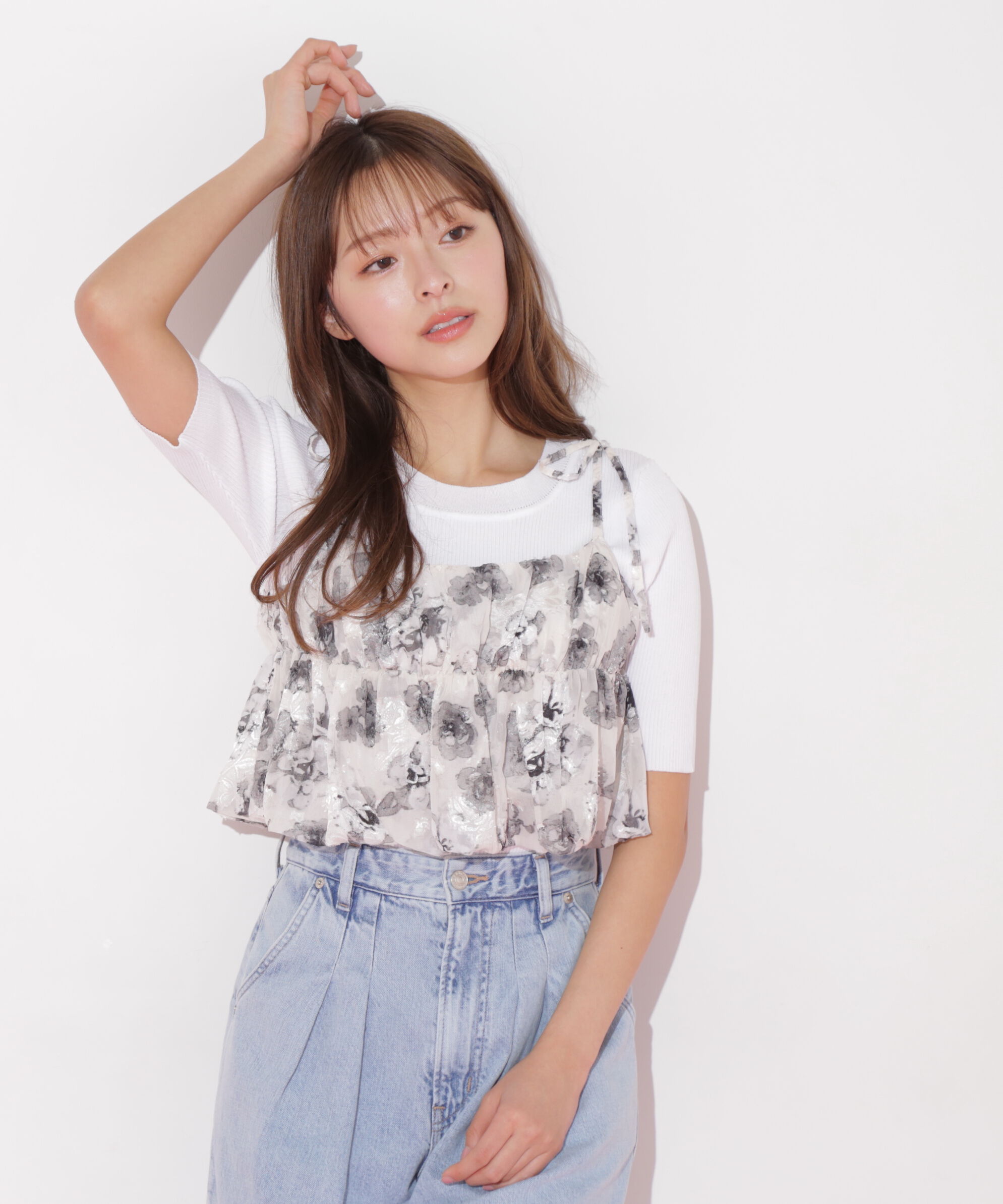  「バルーンフリルキャミ付きニットセット」|ニット・セーター|