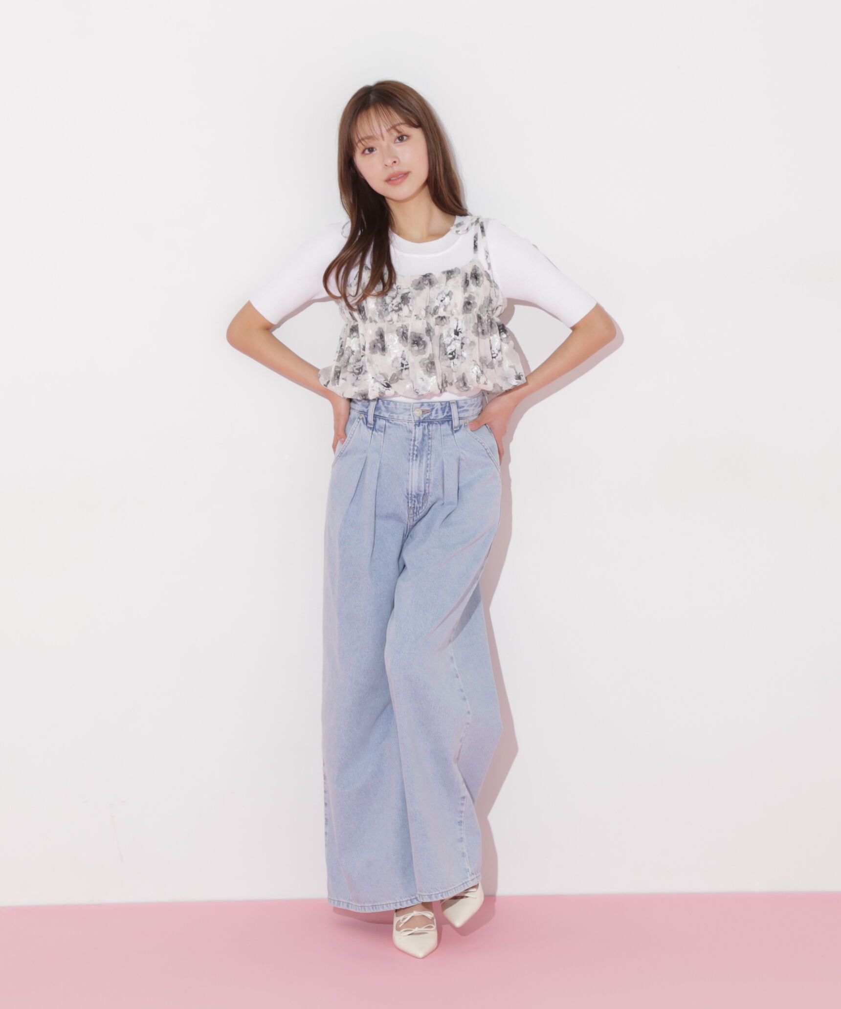  「バルーンフリルキャミ付きニットセット」|ニット・セーター|