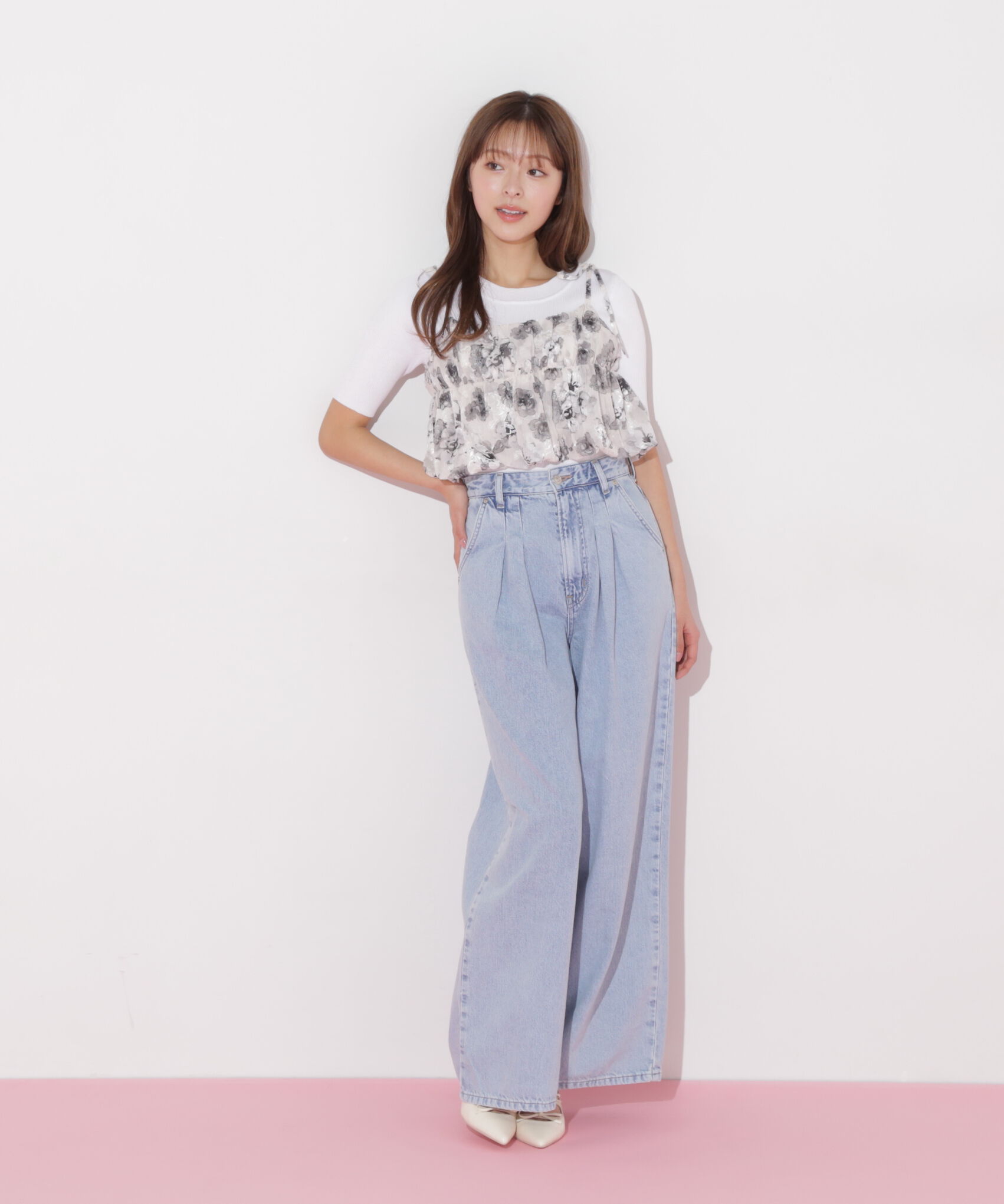  「バルーンフリルキャミ付きニットセット」|ニット・セーター|