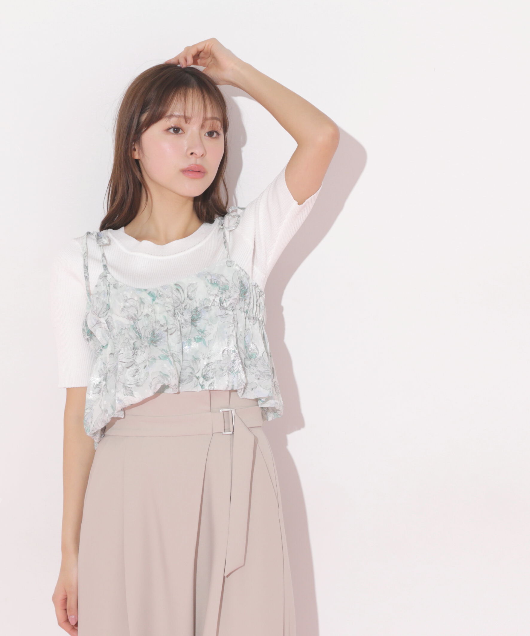  「バルーンフリルキャミ付きニットセット」|ニット・セーター|