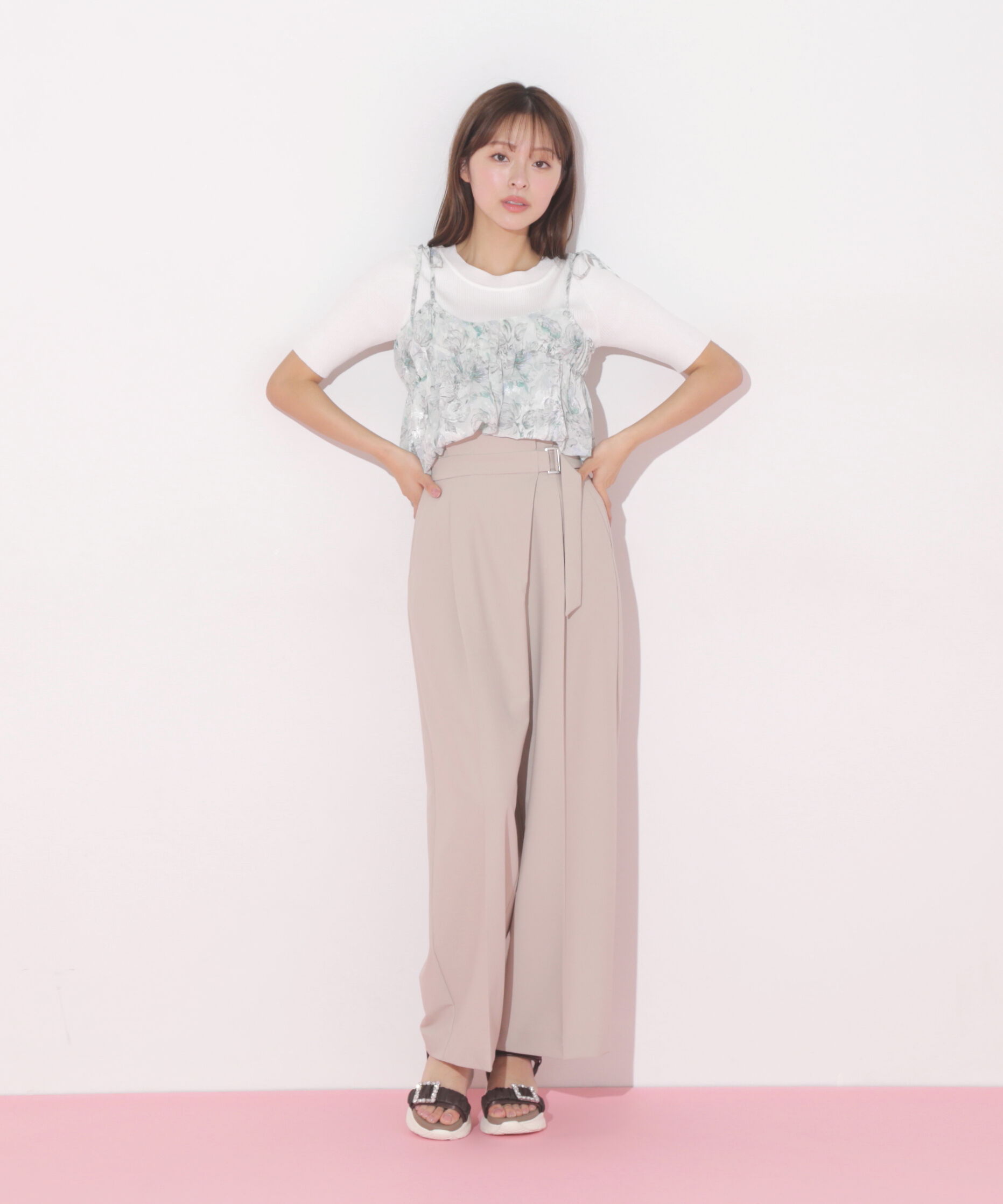  「バルーンフリルキャミ付きニットセット」|ニット・セーター|