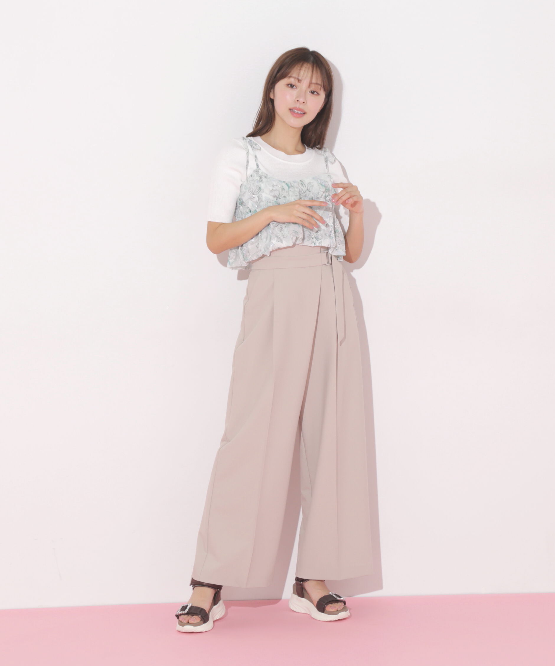  「バルーンフリルキャミ付きニットセット」|ニット・セーター|