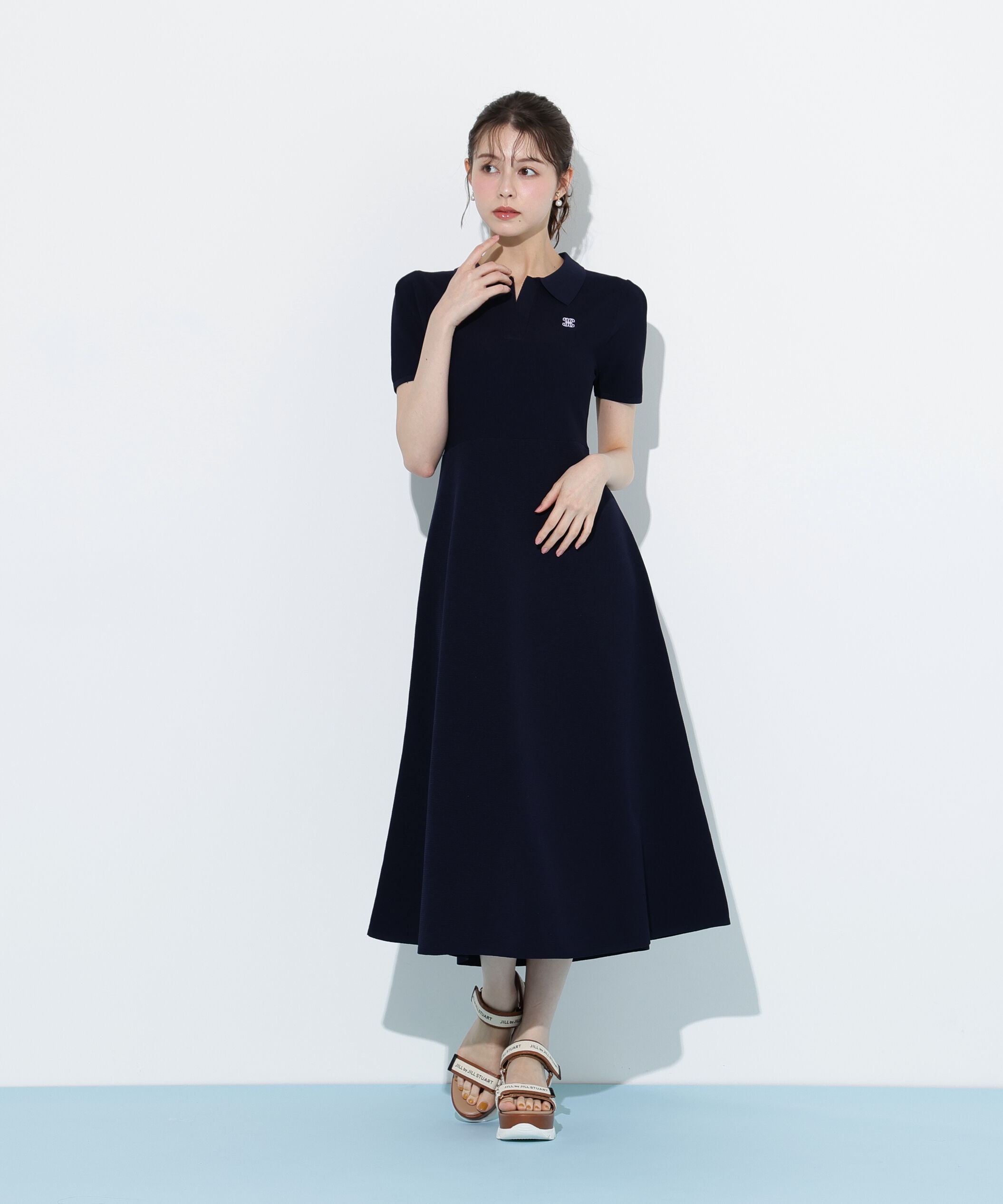  「ポロシャツワンピース」|ワンピース|ネイビー