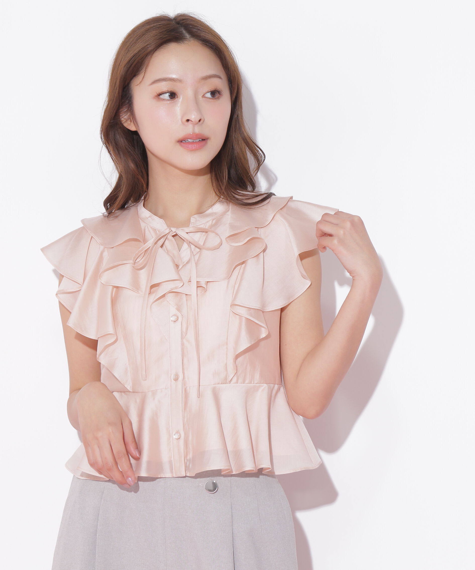  「ペプラムラッフルブラウス」|シャツ・ブラウス|