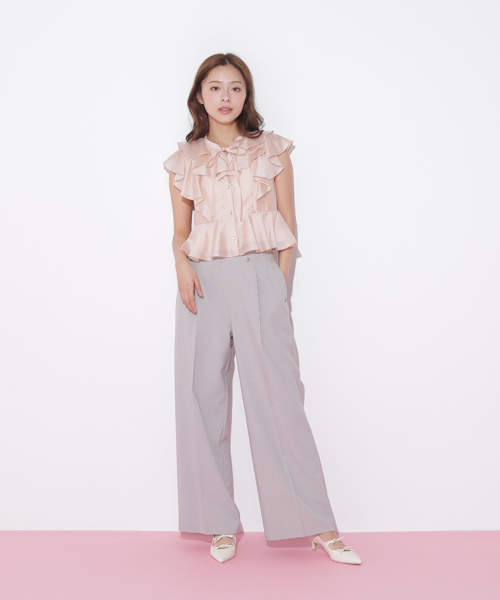  「ペプラムラッフルブラウス」|シャツ・ブラウス|