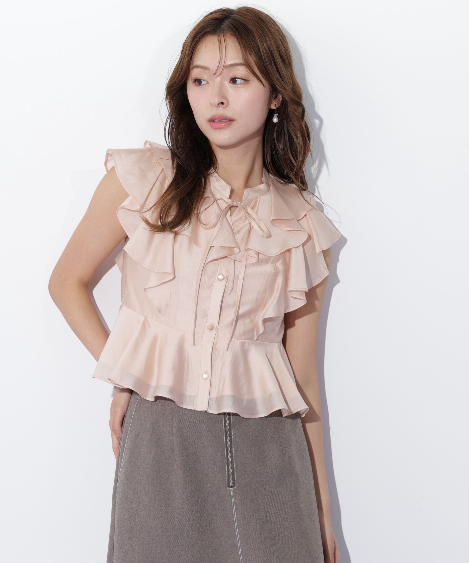  「ペプラムラッフルブラウス」|シャツ・ブラウス|