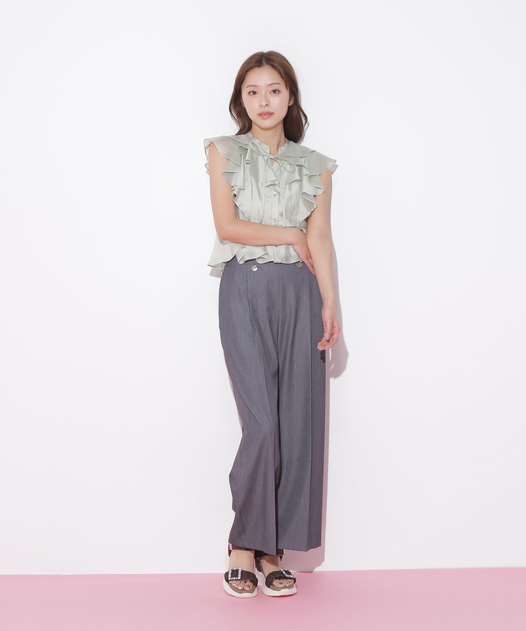  「ペプラムラッフルブラウス」|シャツ・ブラウス|