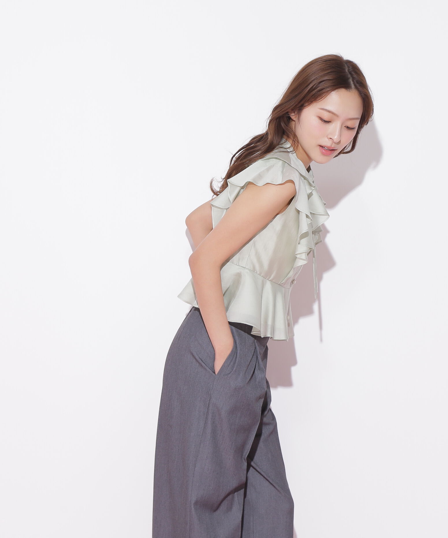  「ペプラムラッフルブラウス」|シャツ・ブラウス|