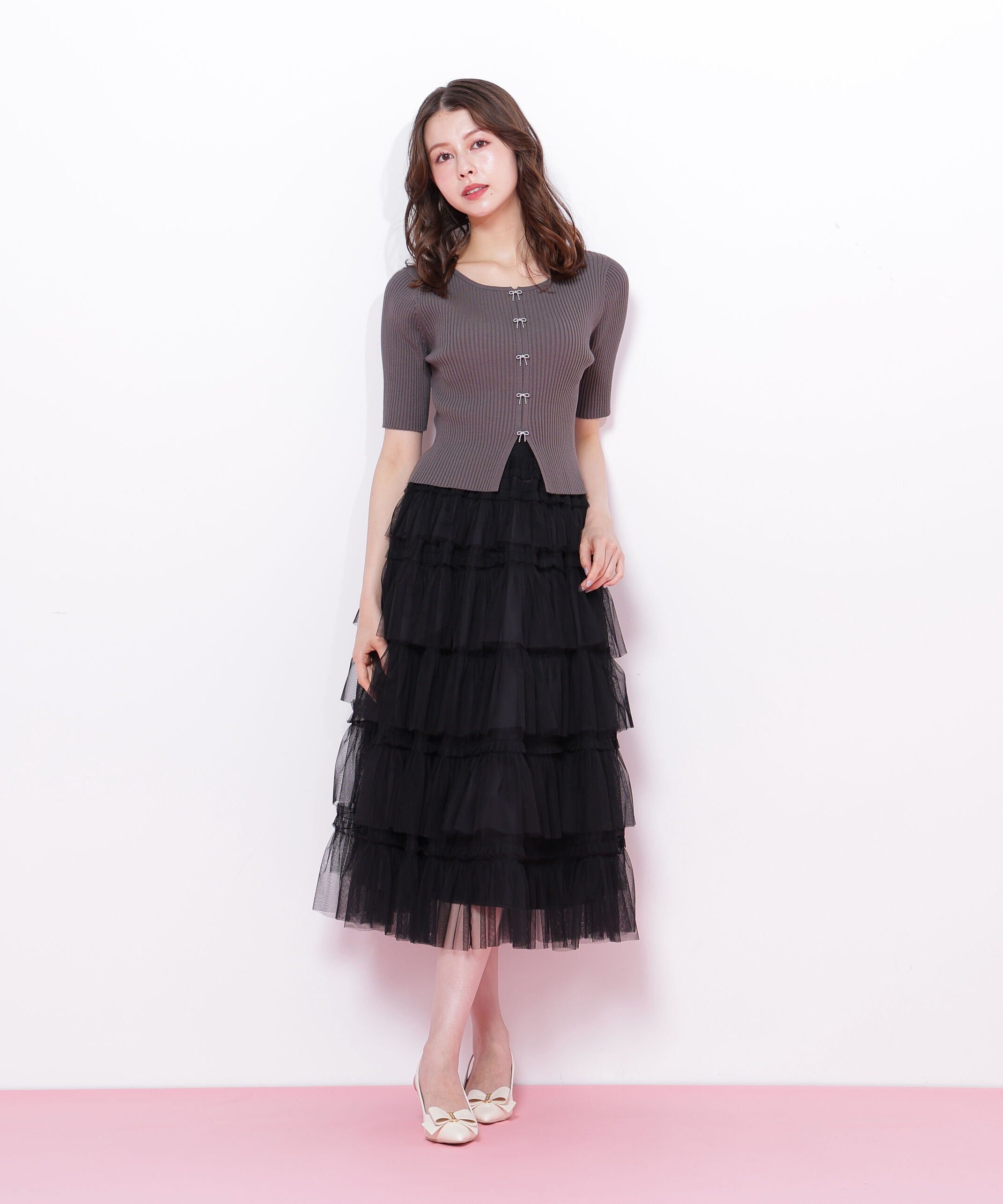  「フリルテープティアードスカート」|スカート|