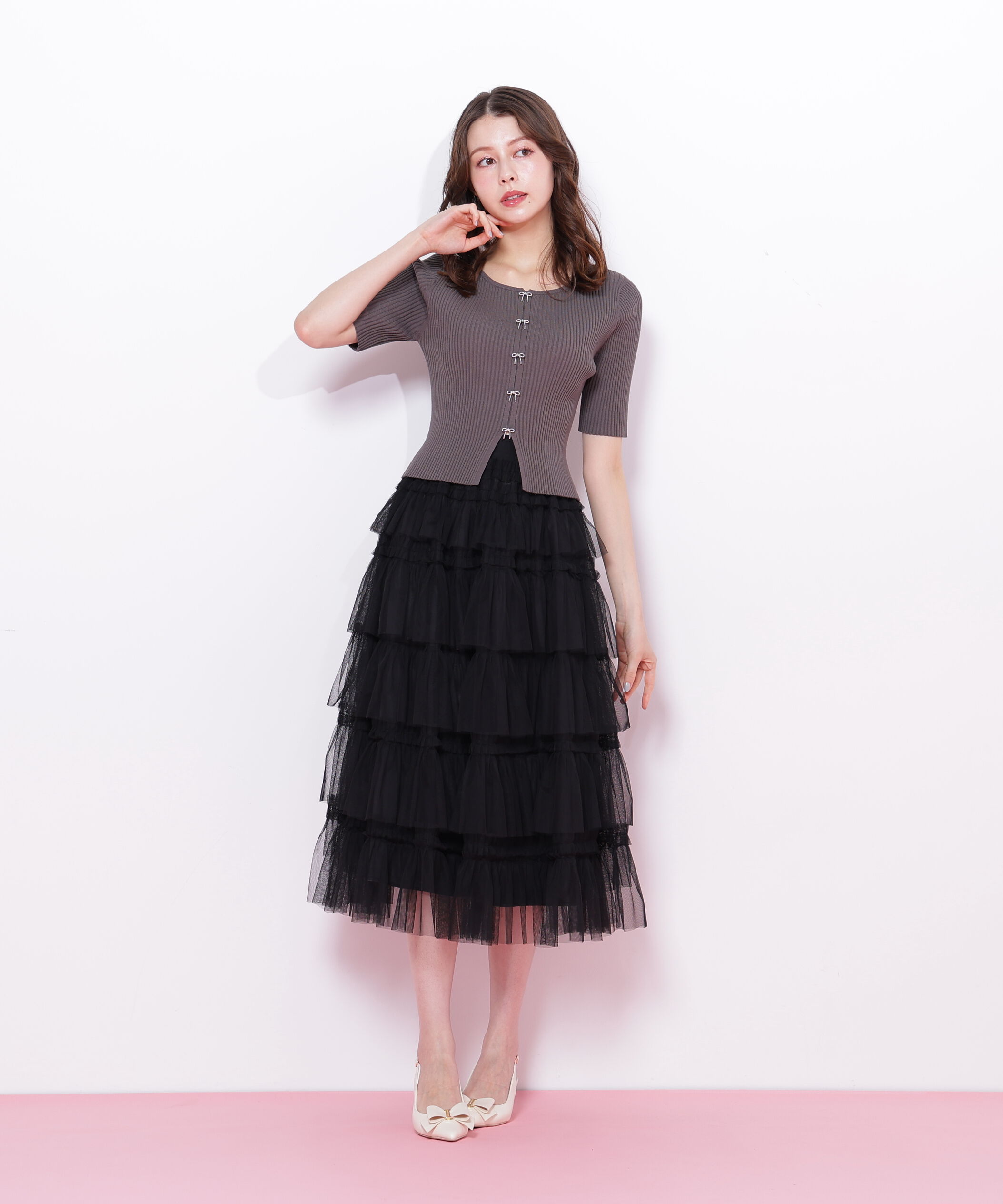  「フリルテープティアードスカート」|スカート|
