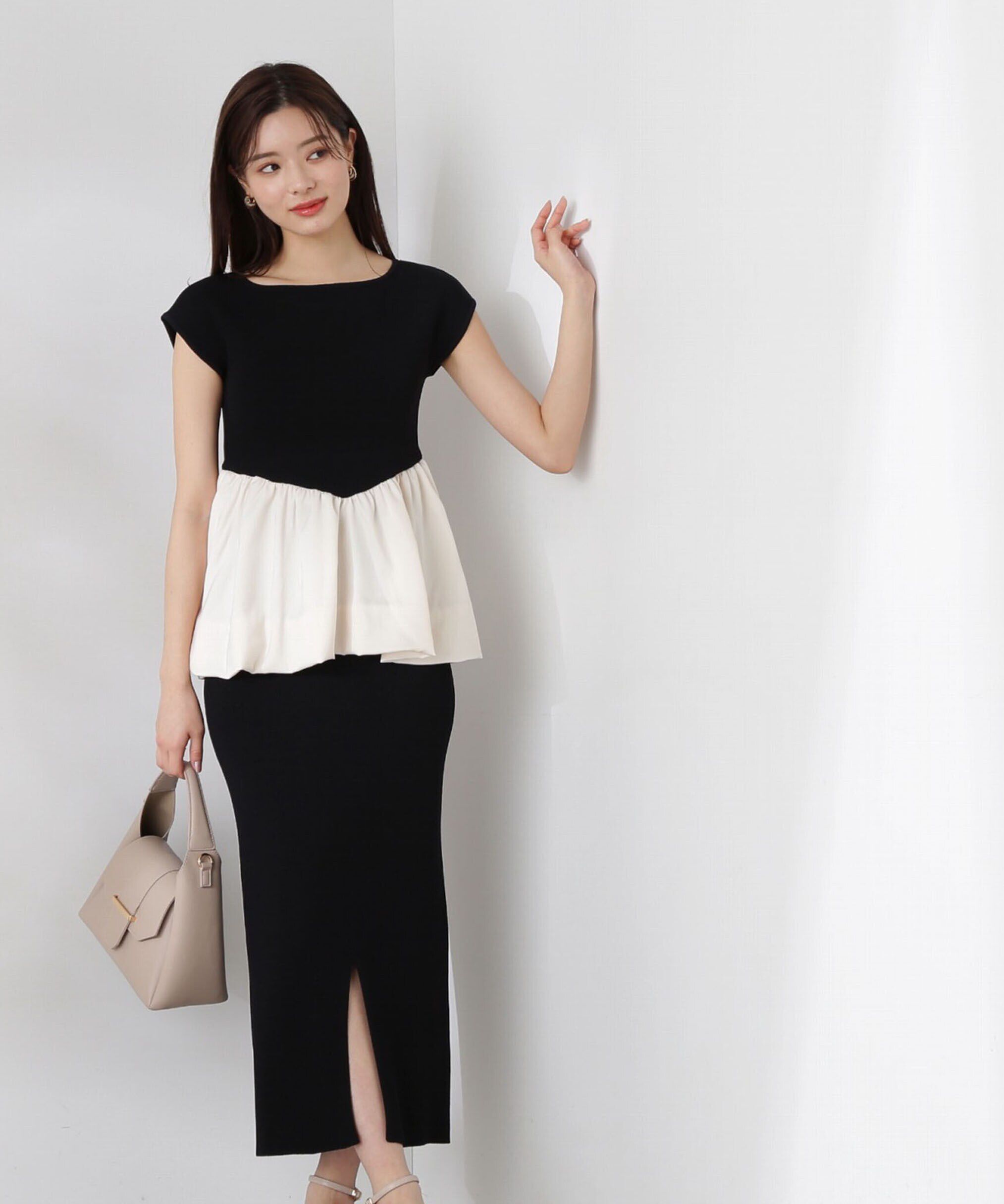 PROPORTION BODY DRESSING「バルーンペプラムニットSET UP　WEB限定カラー：ネイビー」|ワンピース|