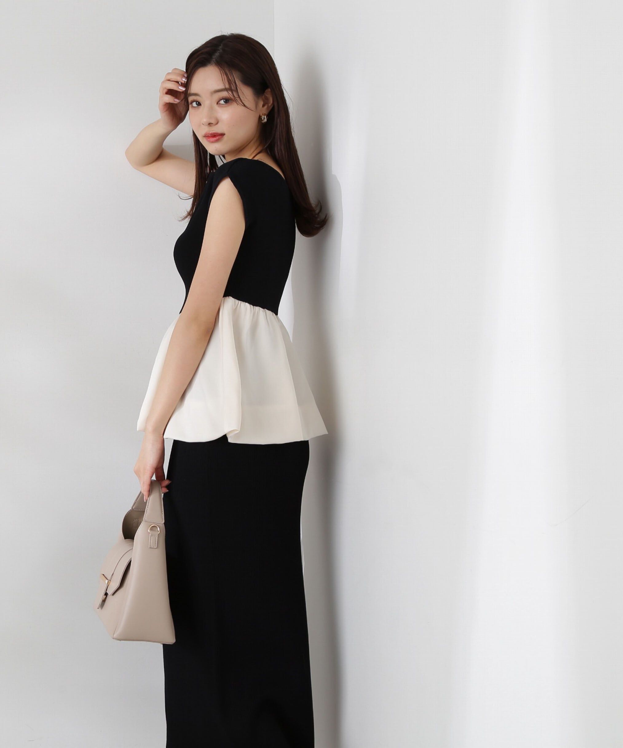 PROPORTION BODY DRESSING「バルーンペプラムニットSET UP　WEB限定カラー：ネイビー」|ワンピース|