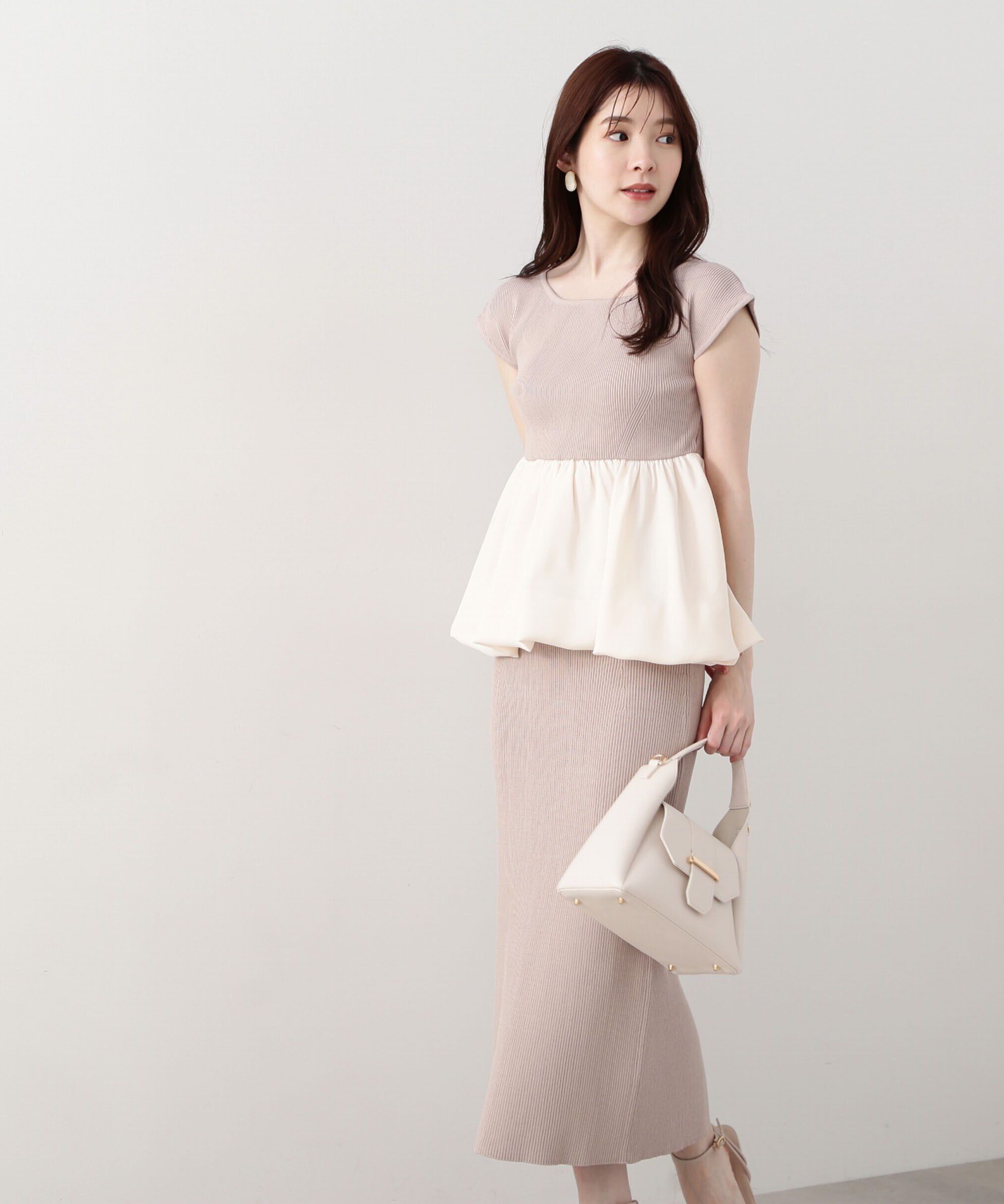 PROPORTION BODY DRESSING「バルーンペプラムニットSET UP　WEB限定カラー：ネイビー」|ワンピース|