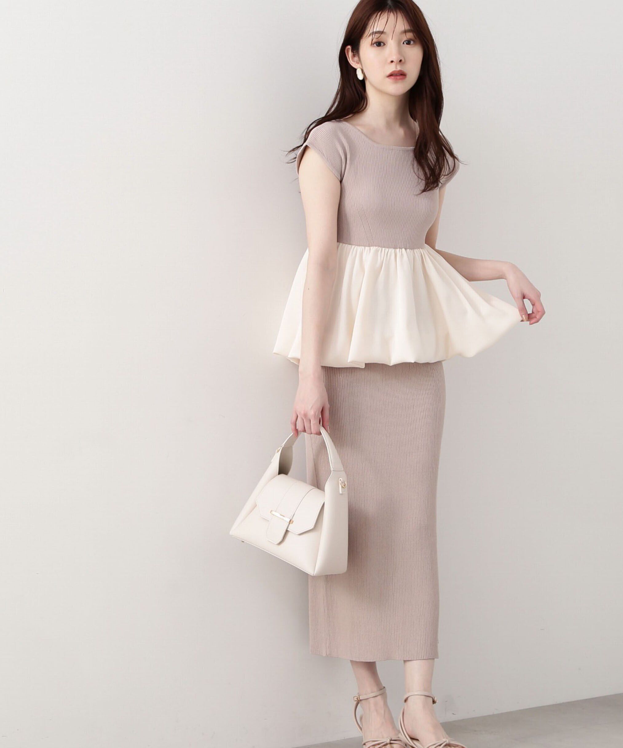 PROPORTION BODY DRESSING「バルーンペプラムニットSET UP　WEB限定カラー：ネイビー」|ワンピース|