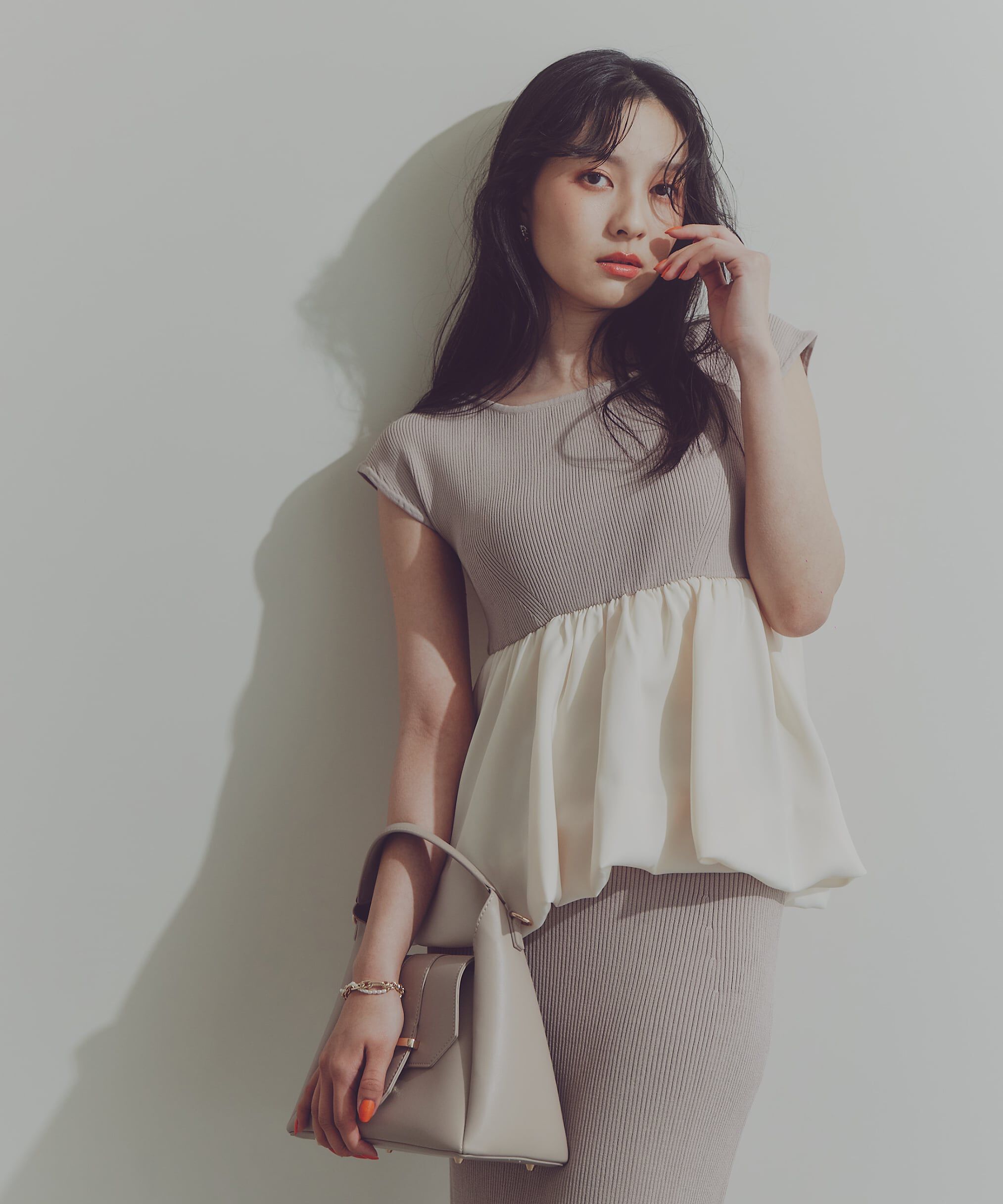 PROPORTION BODY DRESSING「バルーンペプラムニットSET UP　WEB限定カラー：ネイビー」|ワンピース|