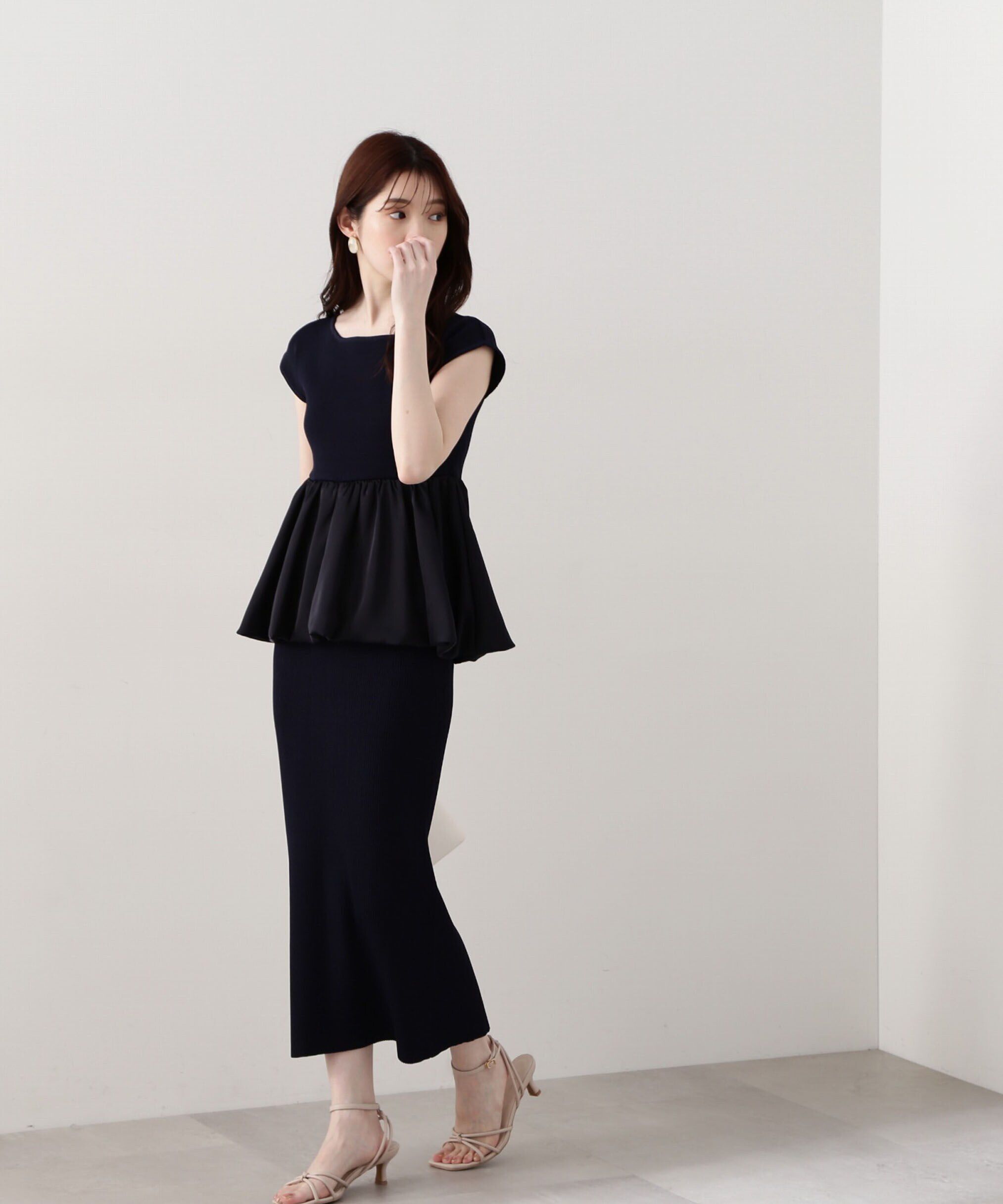 PROPORTION BODY DRESSING「バルーンペプラムニットSET UP　WEB限定カラー：ネイビー」|ワンピース|