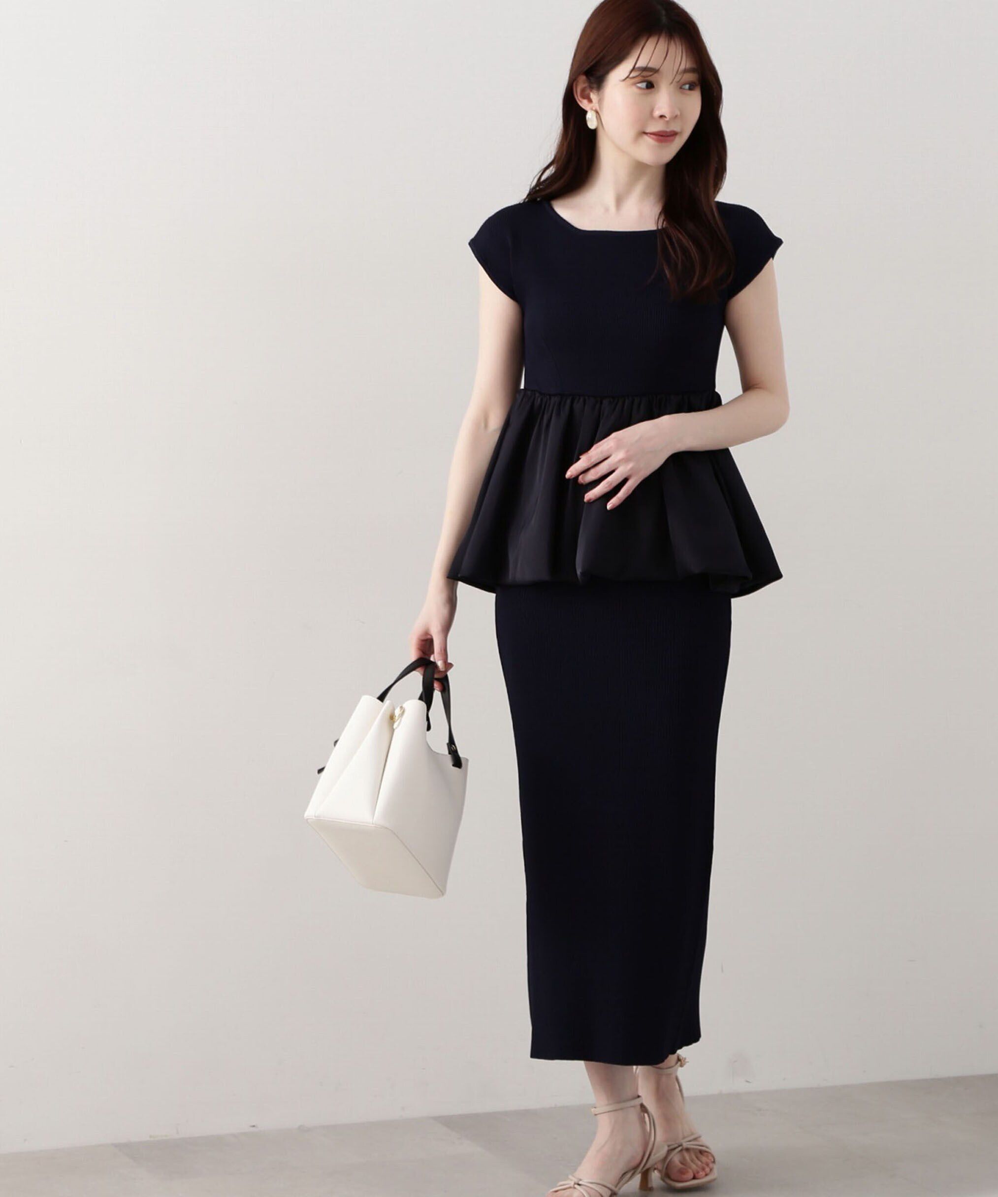 PROPORTION BODY DRESSING「バルーンペプラムニットSET UP　WEB限定カラー：ネイビー」|ワンピース|