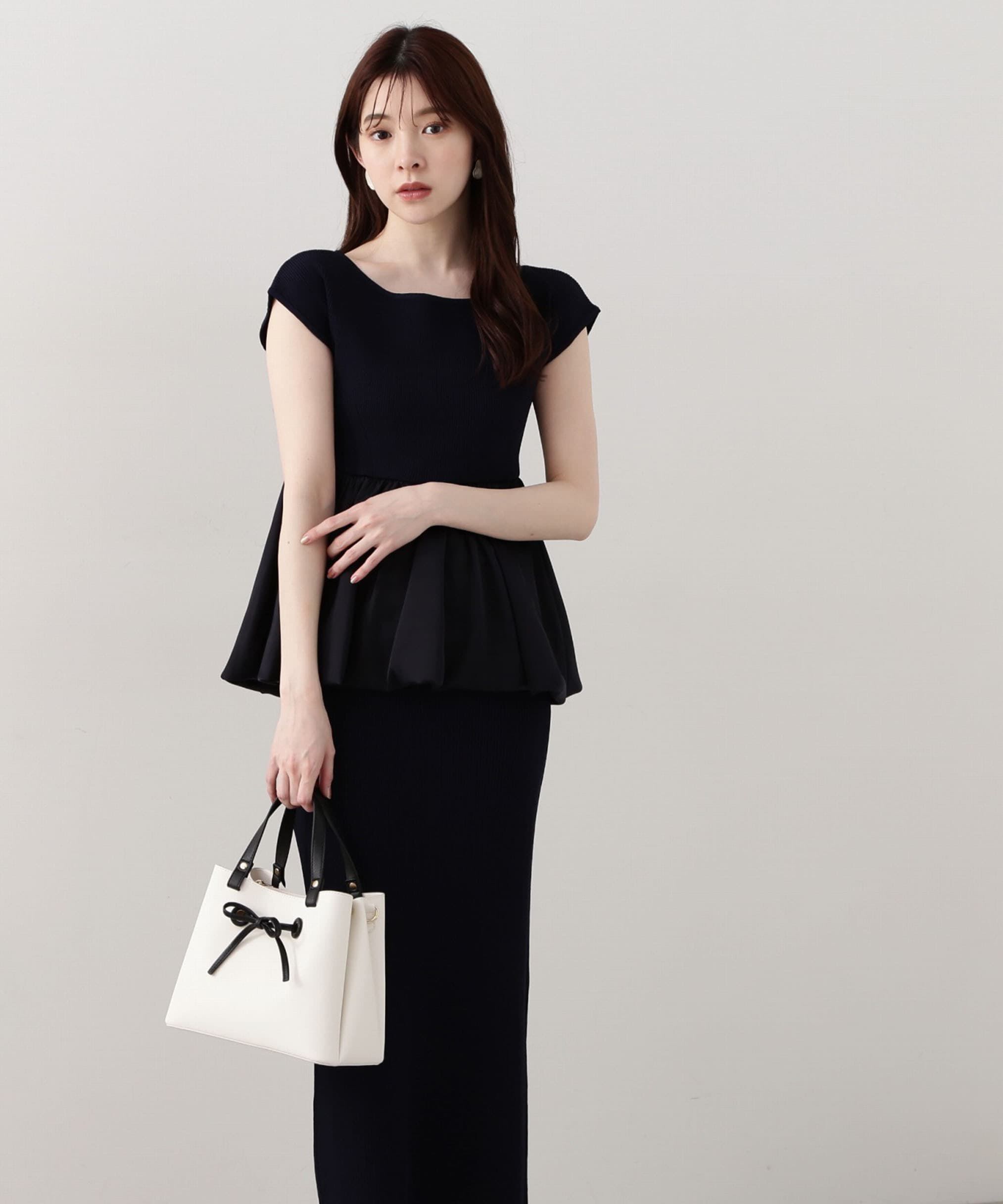 PROPORTION BODY DRESSING「バルーンペプラムニットSET UP　WEB限定カラー：ネイビー」|ワンピース|