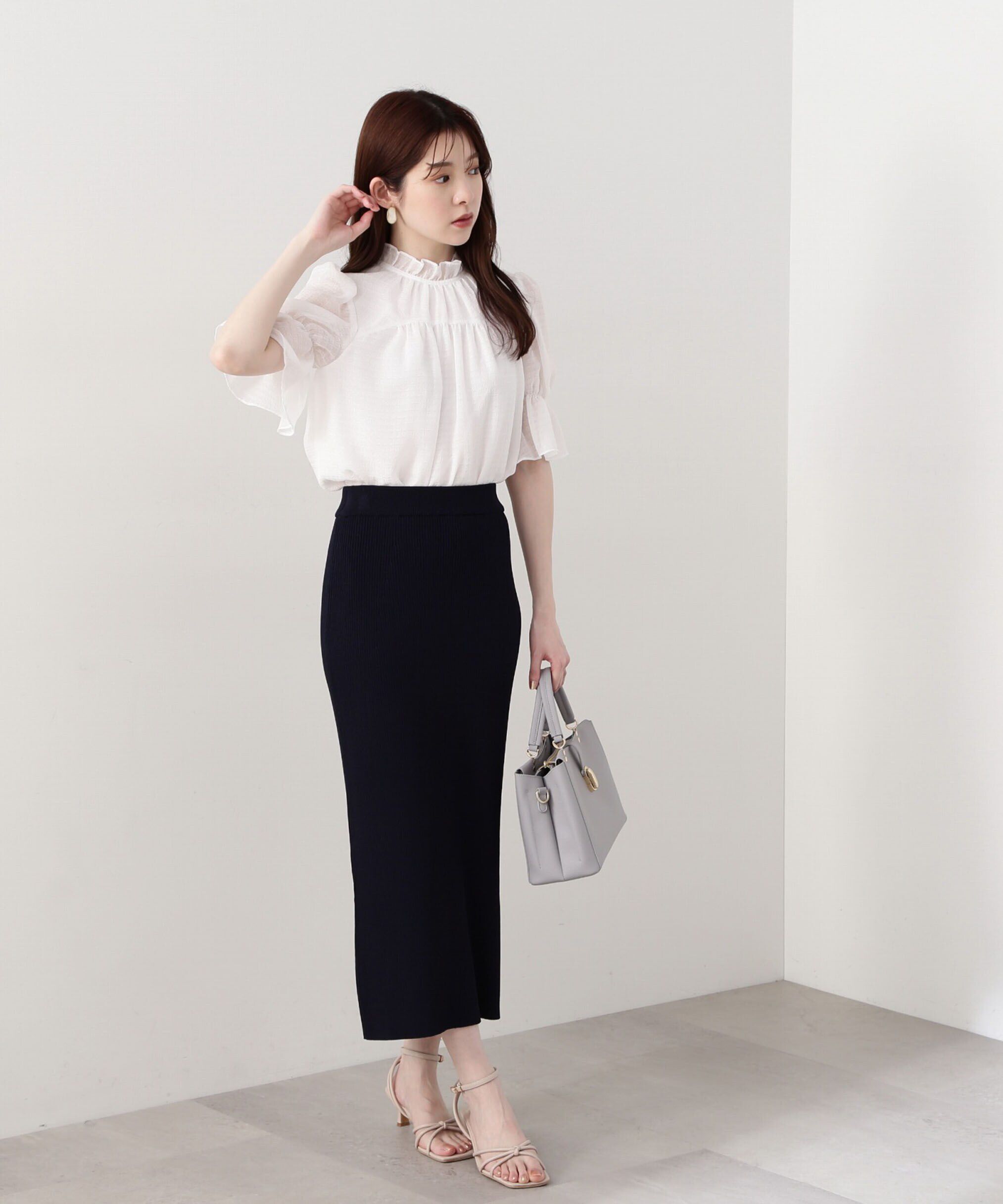 PROPORTION BODY DRESSING「バルーンペプラムニットSET UP　WEB限定カラー：ネイビー」|ワンピース|