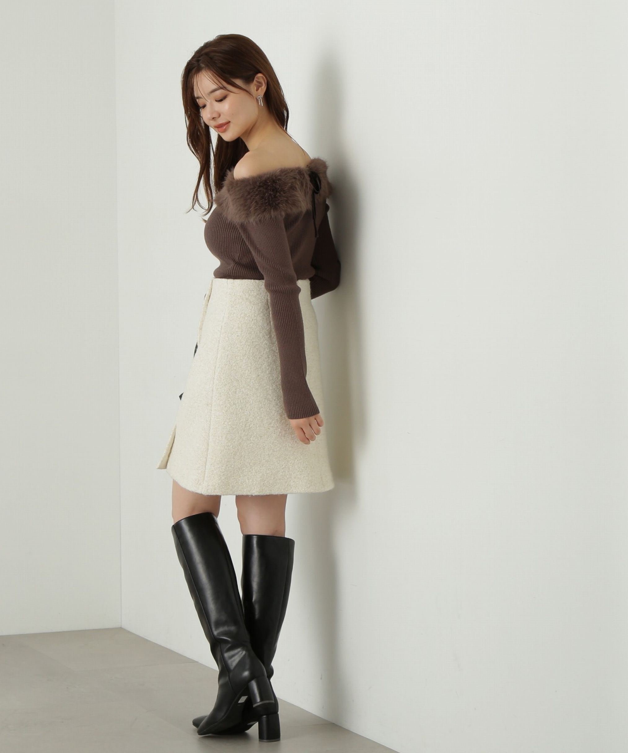 PROPORTION BODY DRESSING「ラメブークレー台形ミニスカート」|スカート|