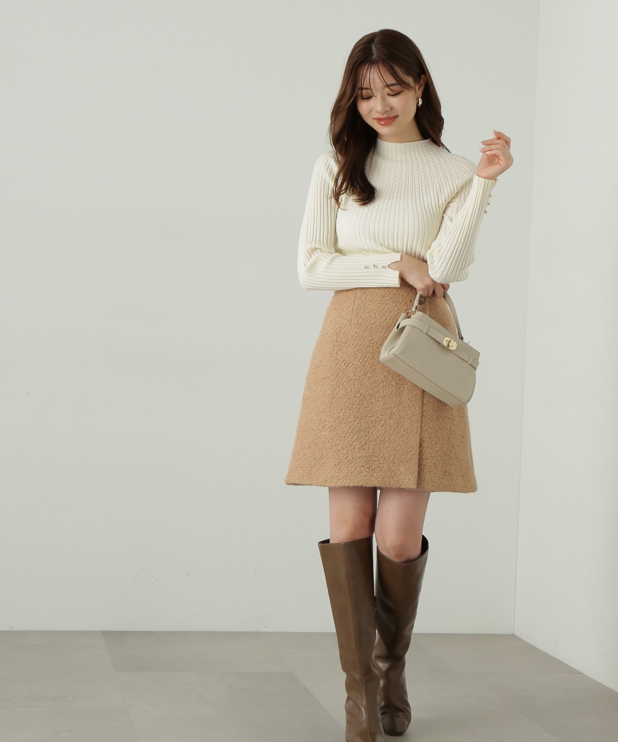 PROPORTION BODY DRESSING「ラメブークレー台形ミニスカート」|スカート|