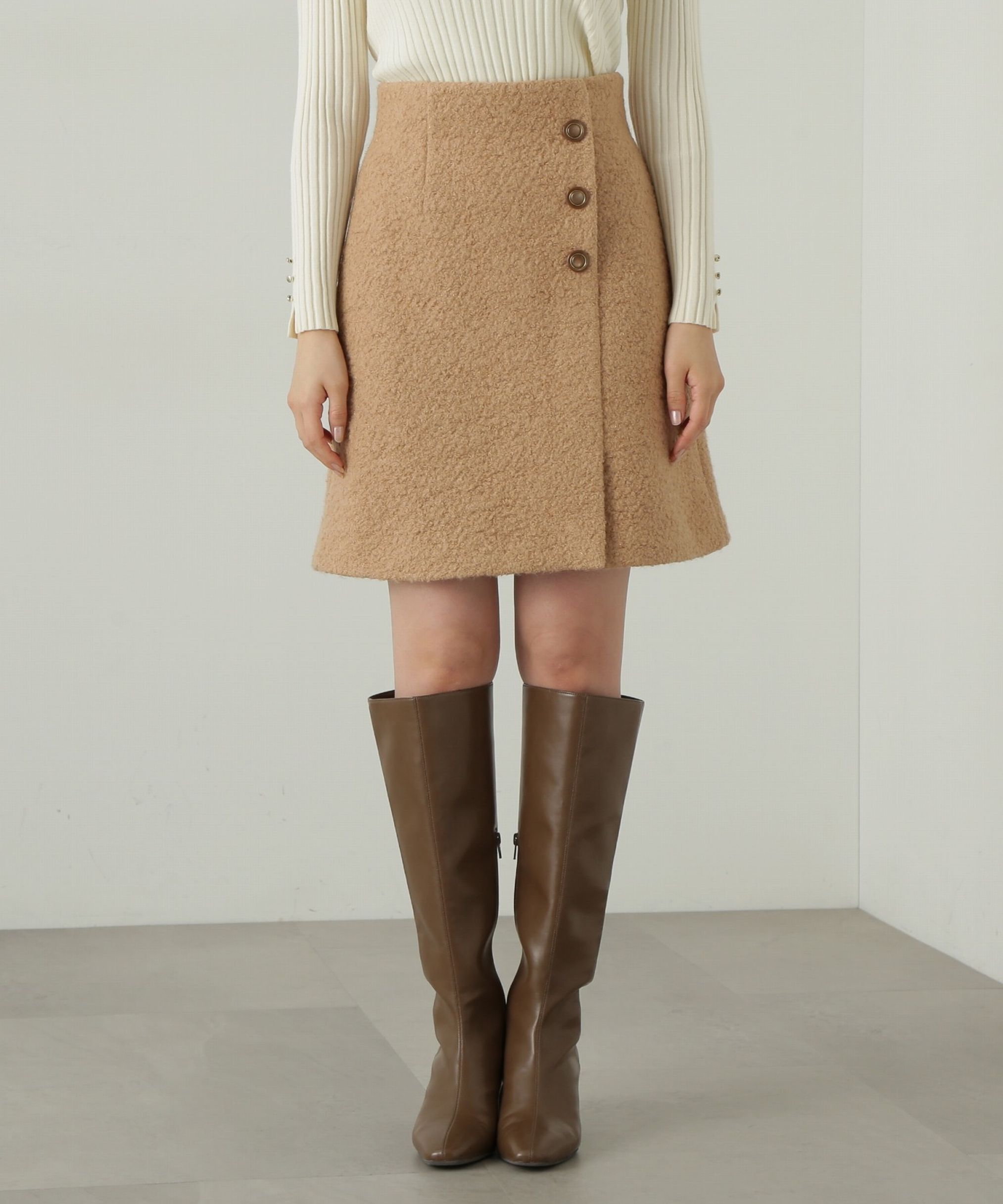 PROPORTION BODY DRESSING「ラメブークレー台形ミニスカート」|スカート|