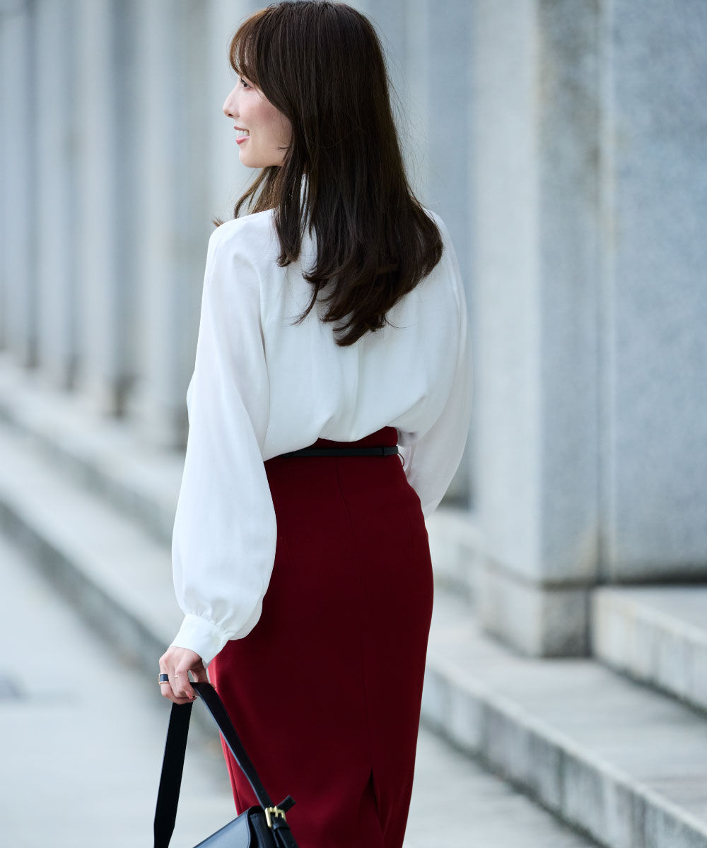  「◆ギャザーネックドットジャガードブラウス」|シャツ・ブラウス|