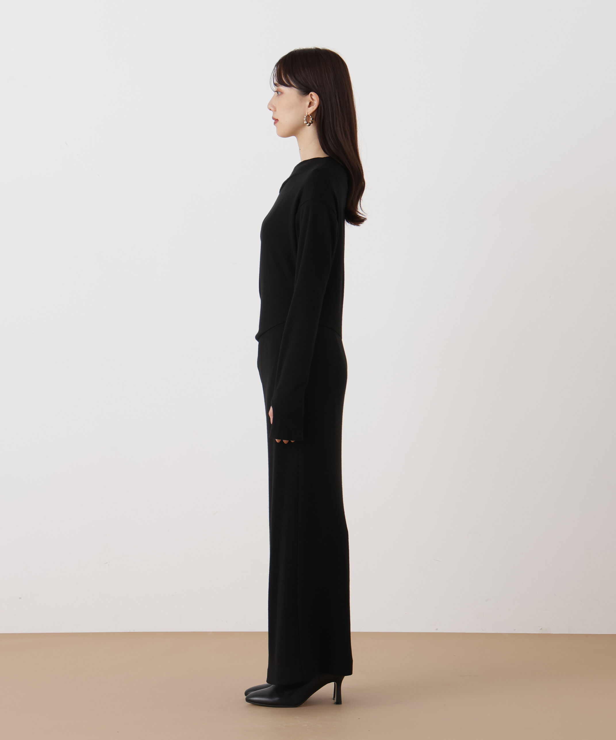  「◆ウールジャージタックドレープロングワンピース」|ワンピース|