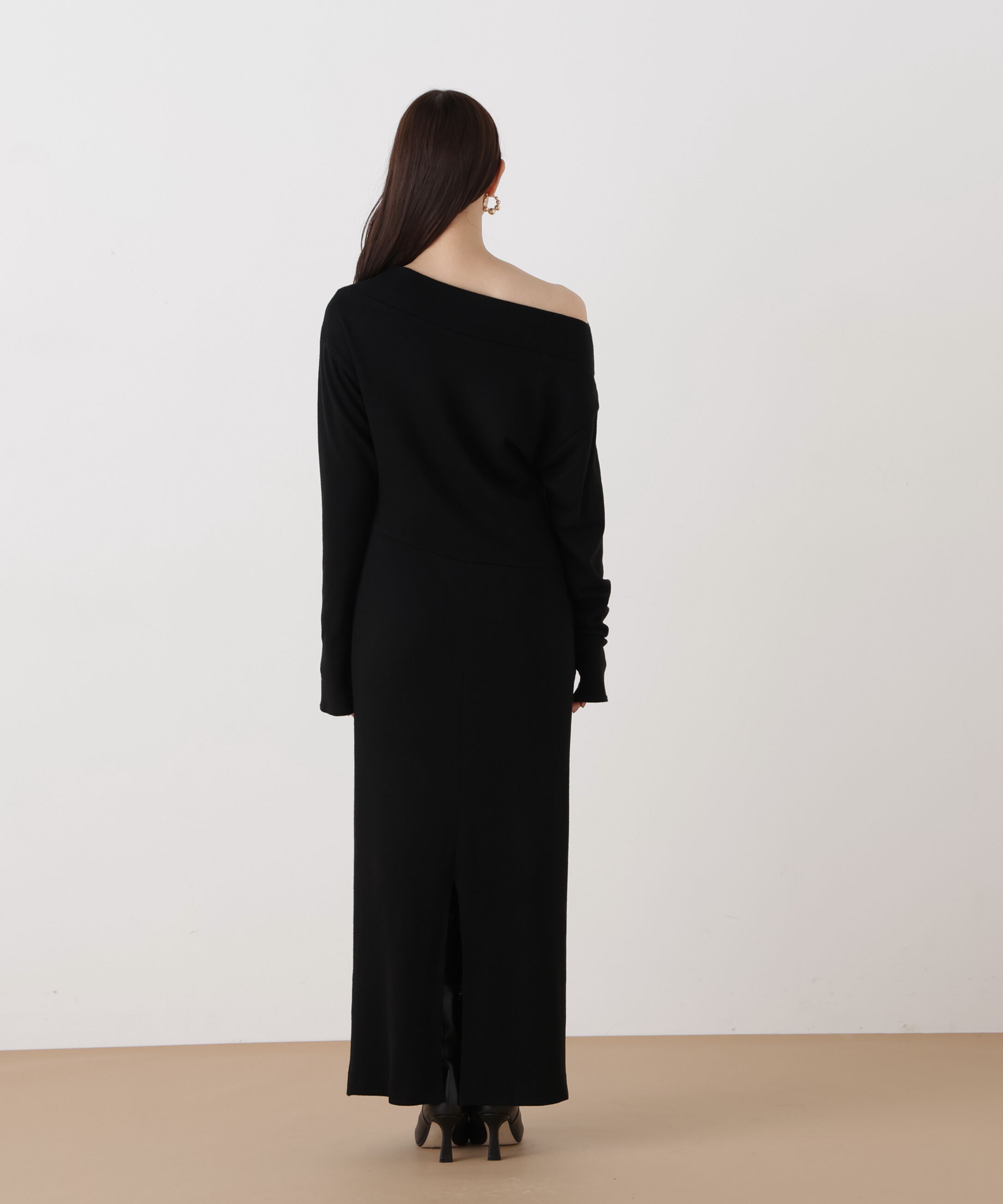  「◆ウールジャージタックドレープロングワンピース」|ワンピース|