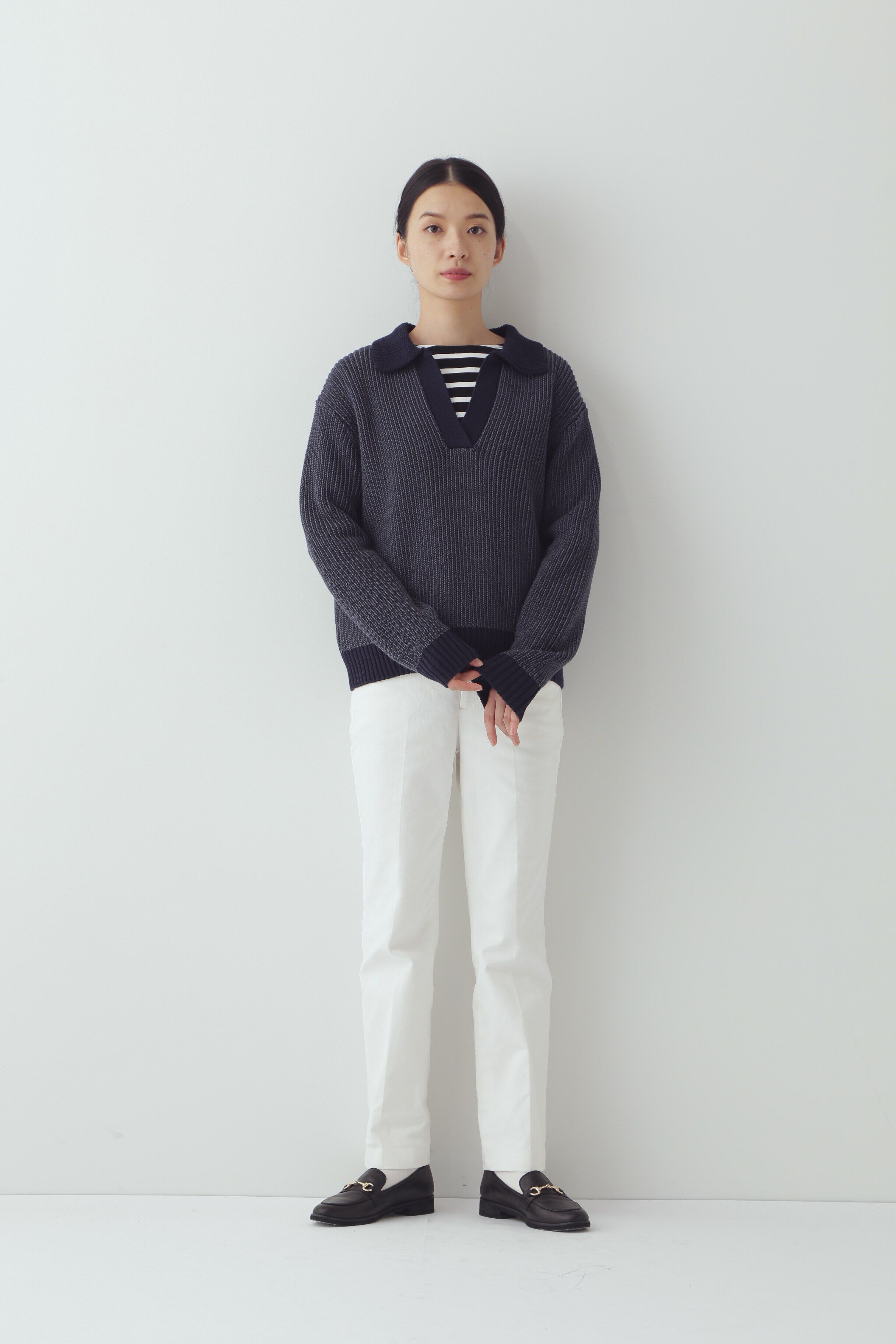  「◆バイカラー衿付きニット」|ニット・セーター|