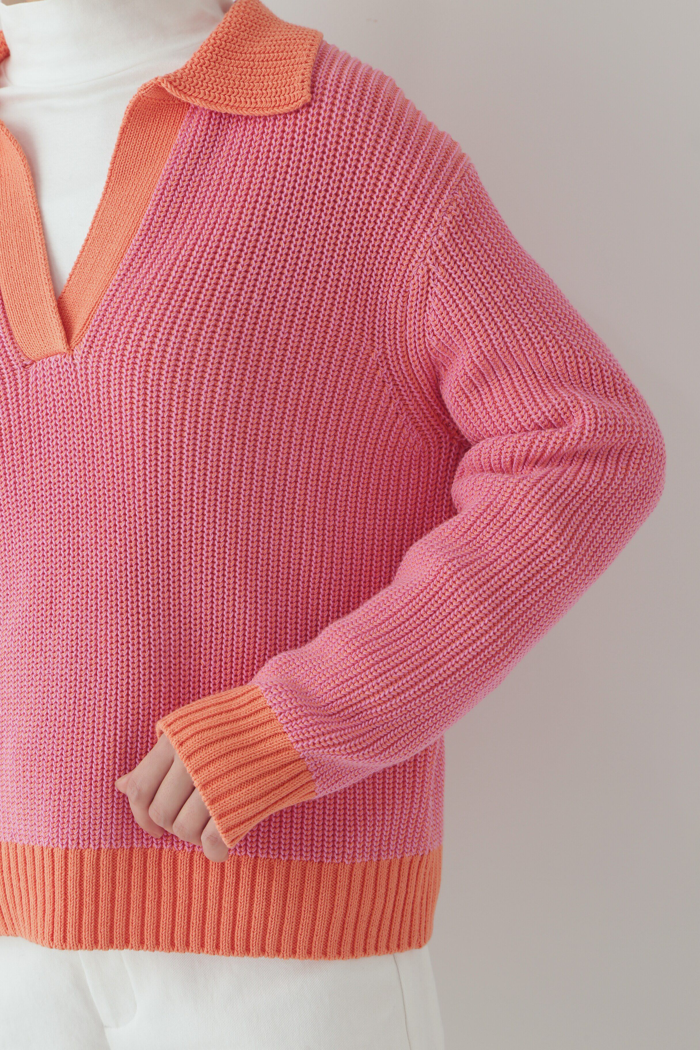  「◆バイカラー衿付きニット」|ニット・セーター|