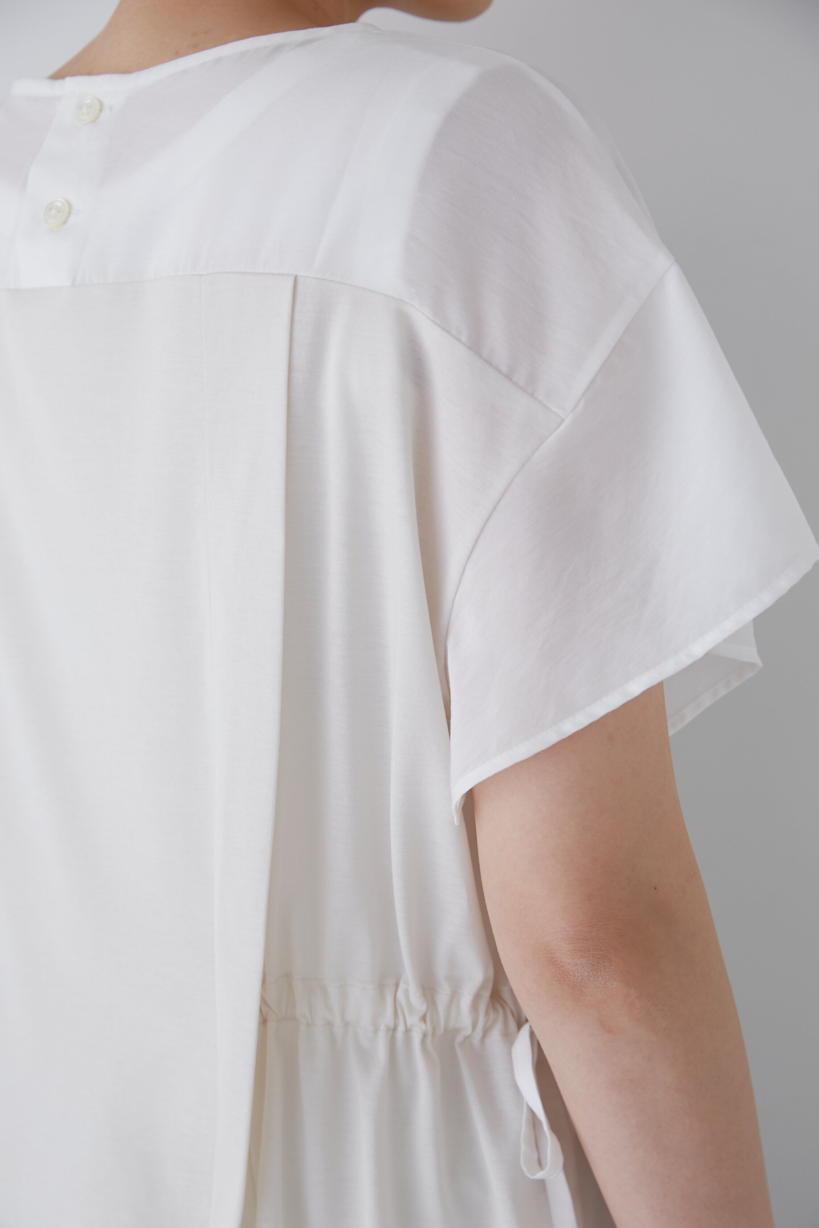  「◆異素材コンビギャザートップス」|Tシャツ・カットソー|