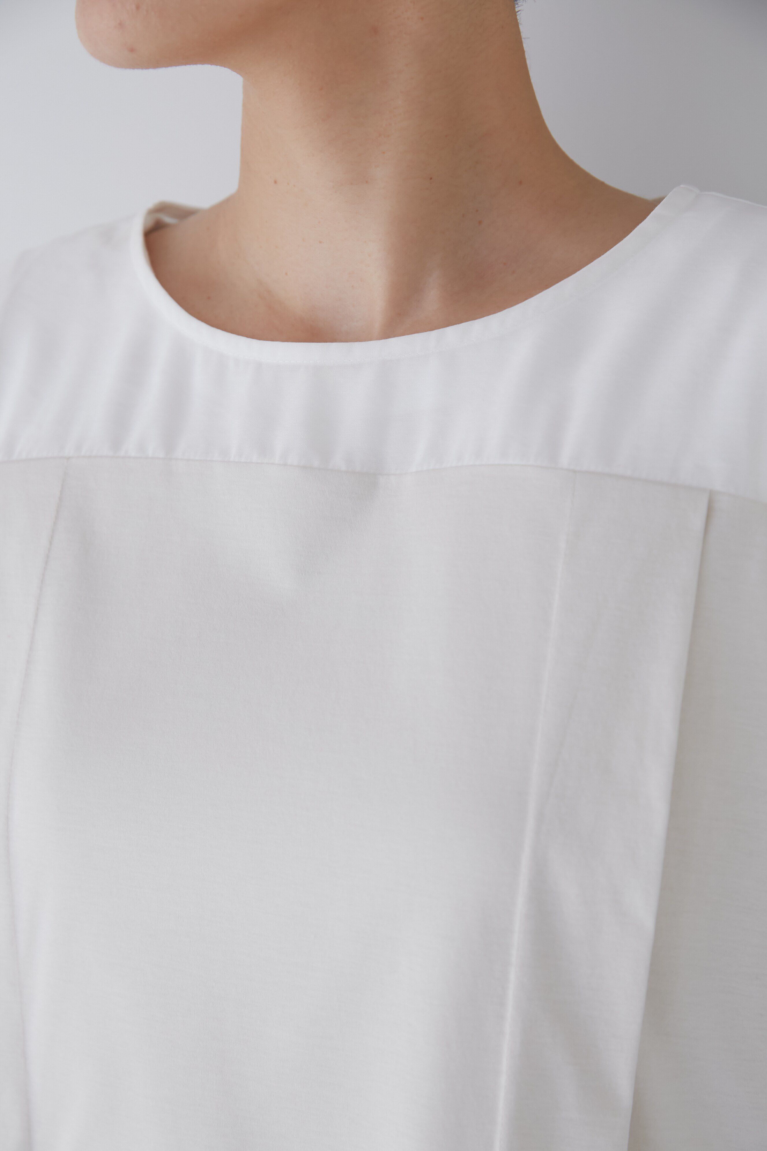  「◆異素材コンビギャザートップス」|Tシャツ・カットソー|