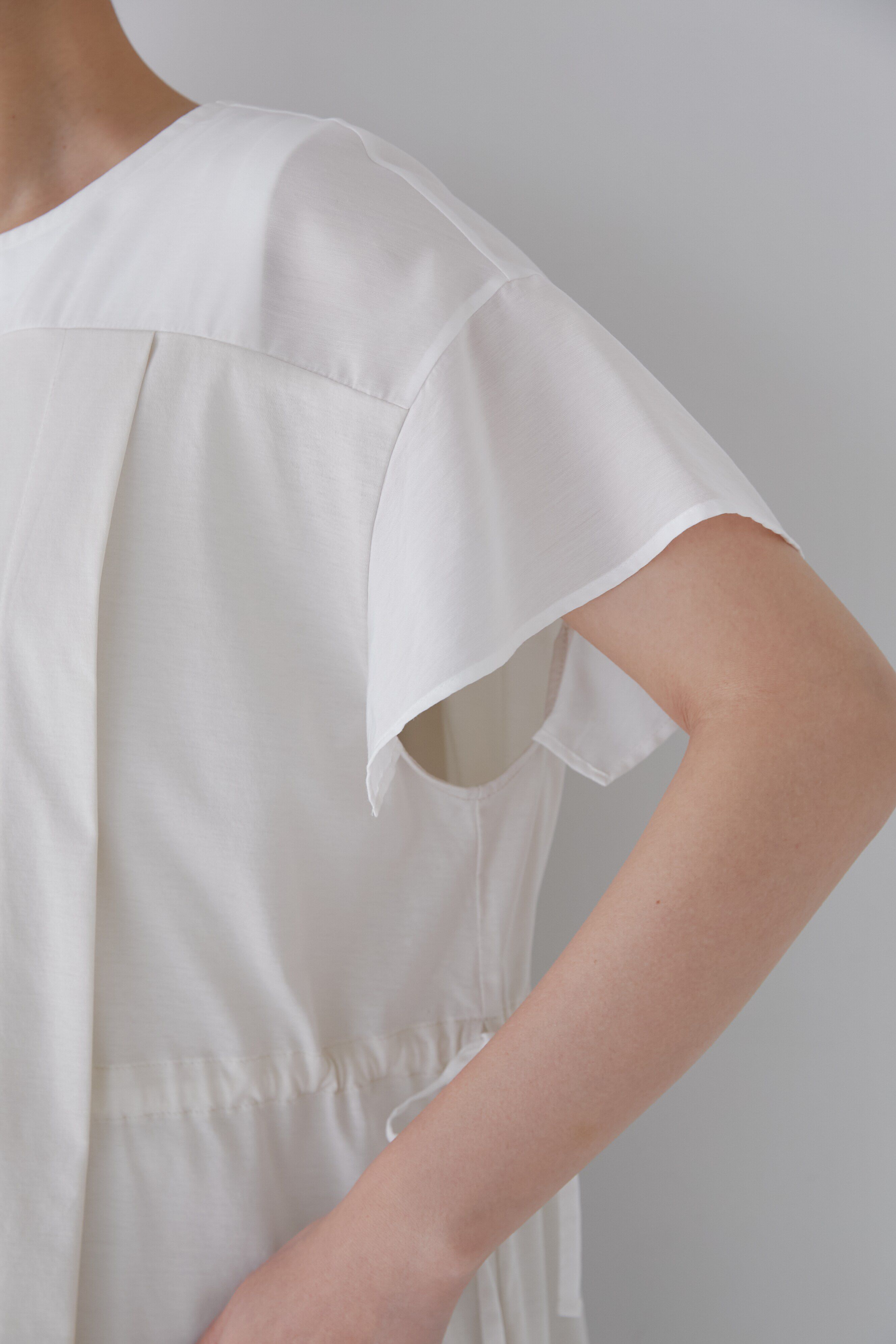  「◆異素材コンビギャザートップス」|Tシャツ・カットソー|