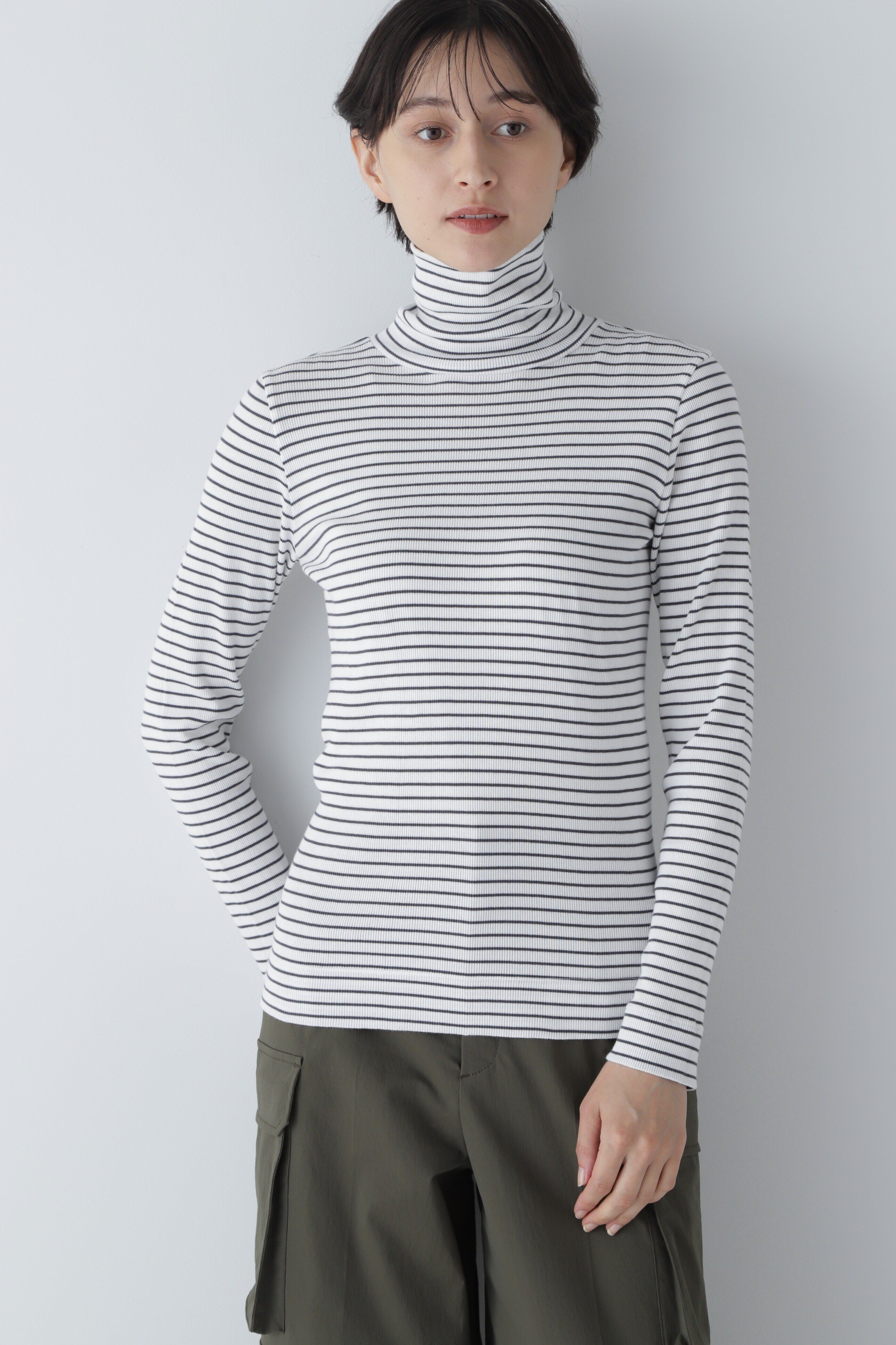  「◆オーガニック丸胴ボーダーカットソー」|Tシャツ・カットソー|ホワイト&times;チ  3