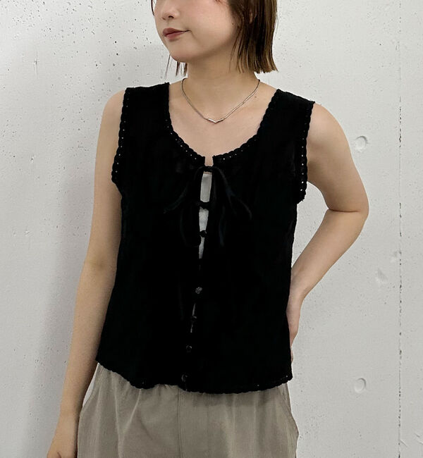 archives「【ＳＥＴＵＰ対応】コットン刺繍ノースリブラウス」|シャツ・ブラウス|