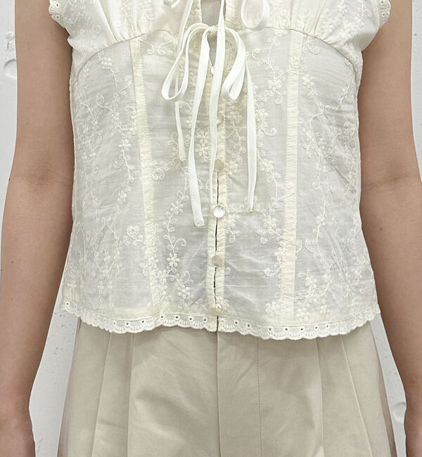 archives「【ＳＥＴＵＰ対応】コットン刺繍ノースリブラウス」|シャツ・ブラウス|