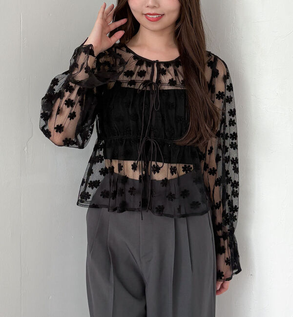 archives「２ｗａｙフラワーチュールブラウス」|シャツ・ブラウス|BLACK