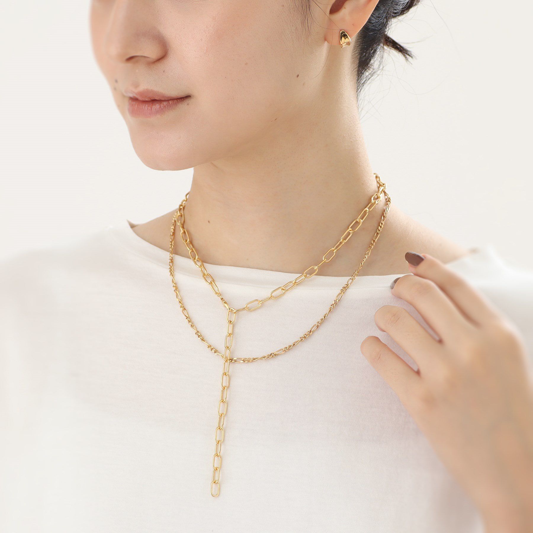 COCOSHNIK ONKITSCH「シルバー リンクチェーン 2WAYネックレス GP」|ネックレス|